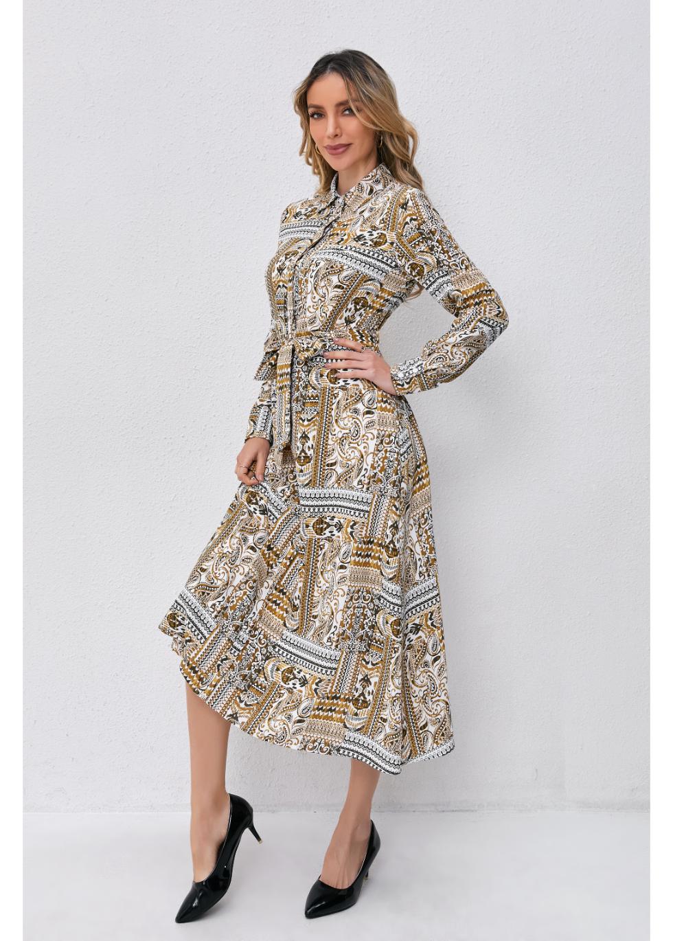 Golden Mosaic Midi Dress - MissFinchNYC