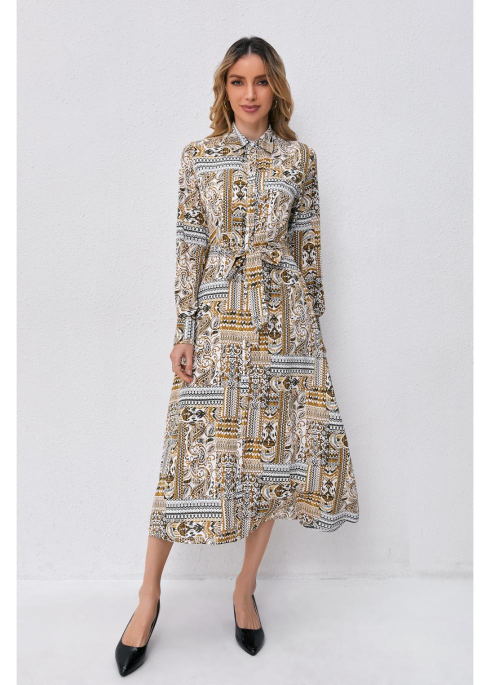 Golden Mosaic Midi Dress - MissFinchNYC