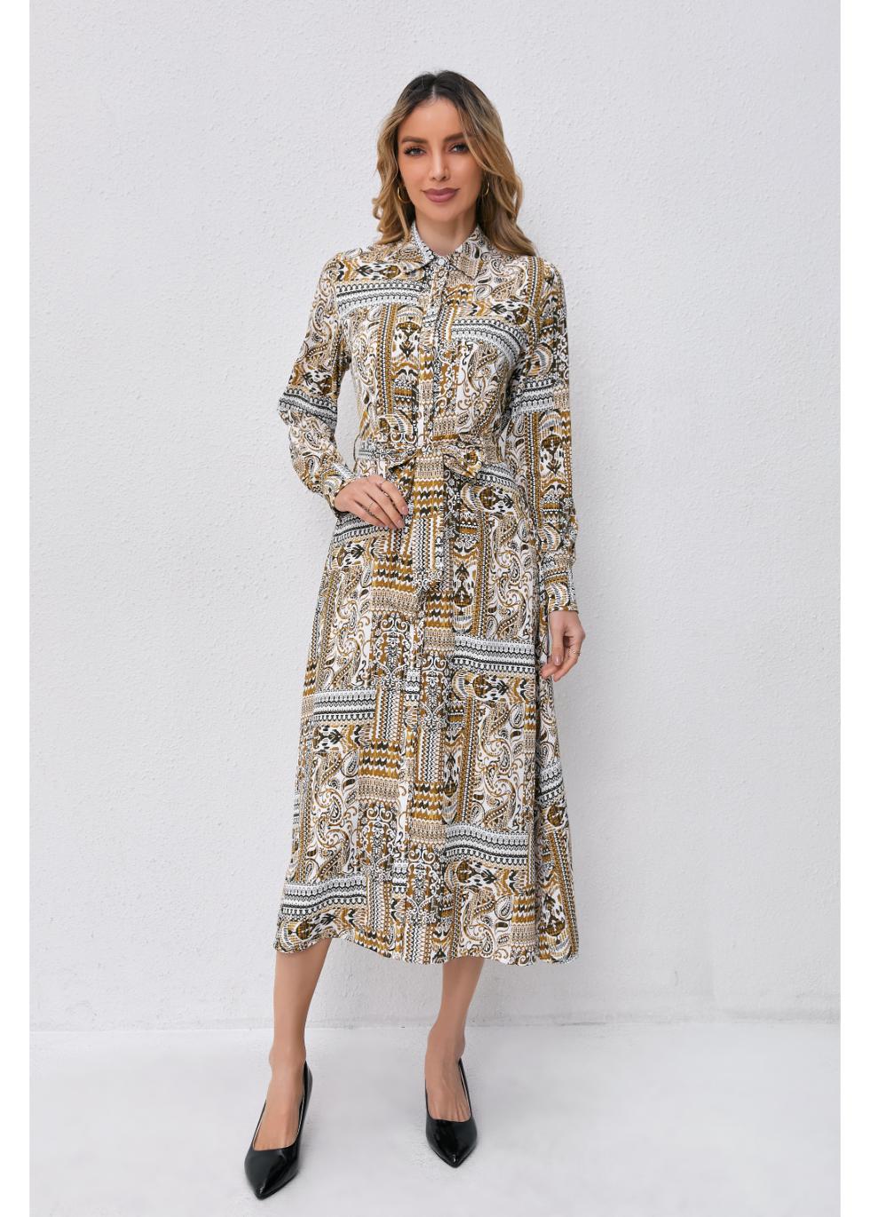 Golden Mosaic Midi Dress - MissFinchNYC