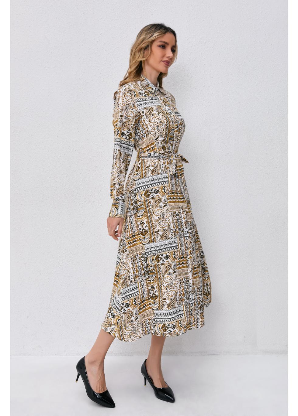 Golden Mosaic Midi Dress - MissFinchNYC