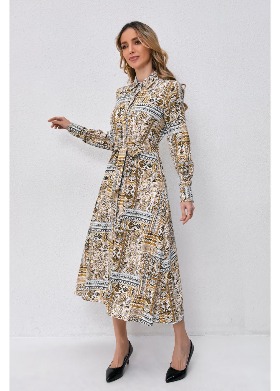 Golden Mosaic Midi Dress - MissFinchNYC