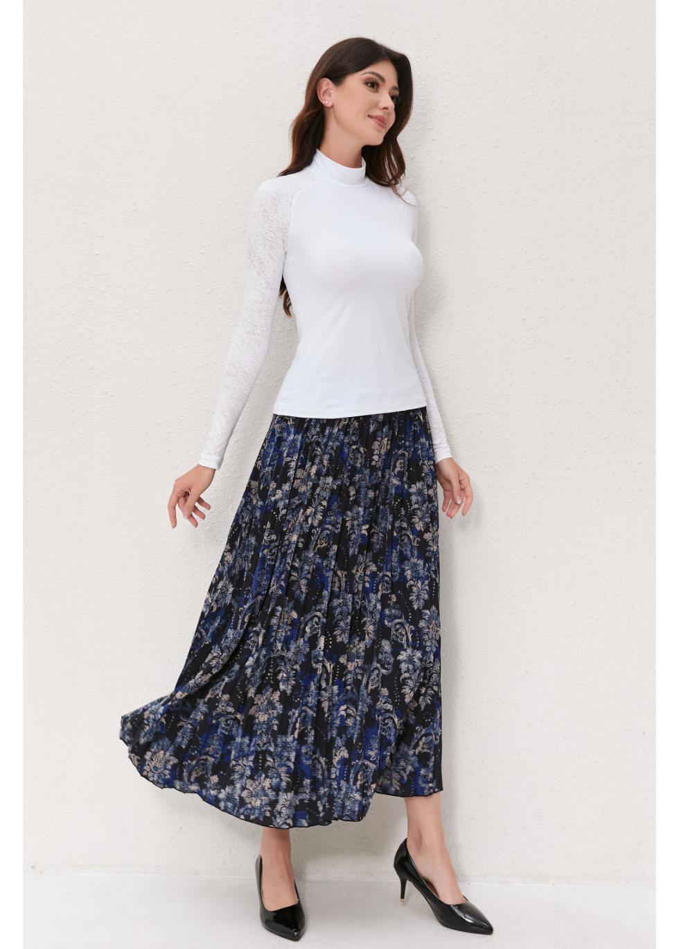 Midnight Bloom Pleated Skirt - MissFinchNYC