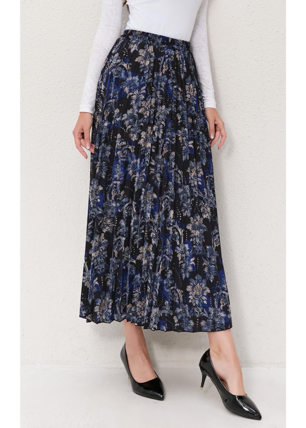 Midnight Bloom Pleated Skirt - MissFinchNYC