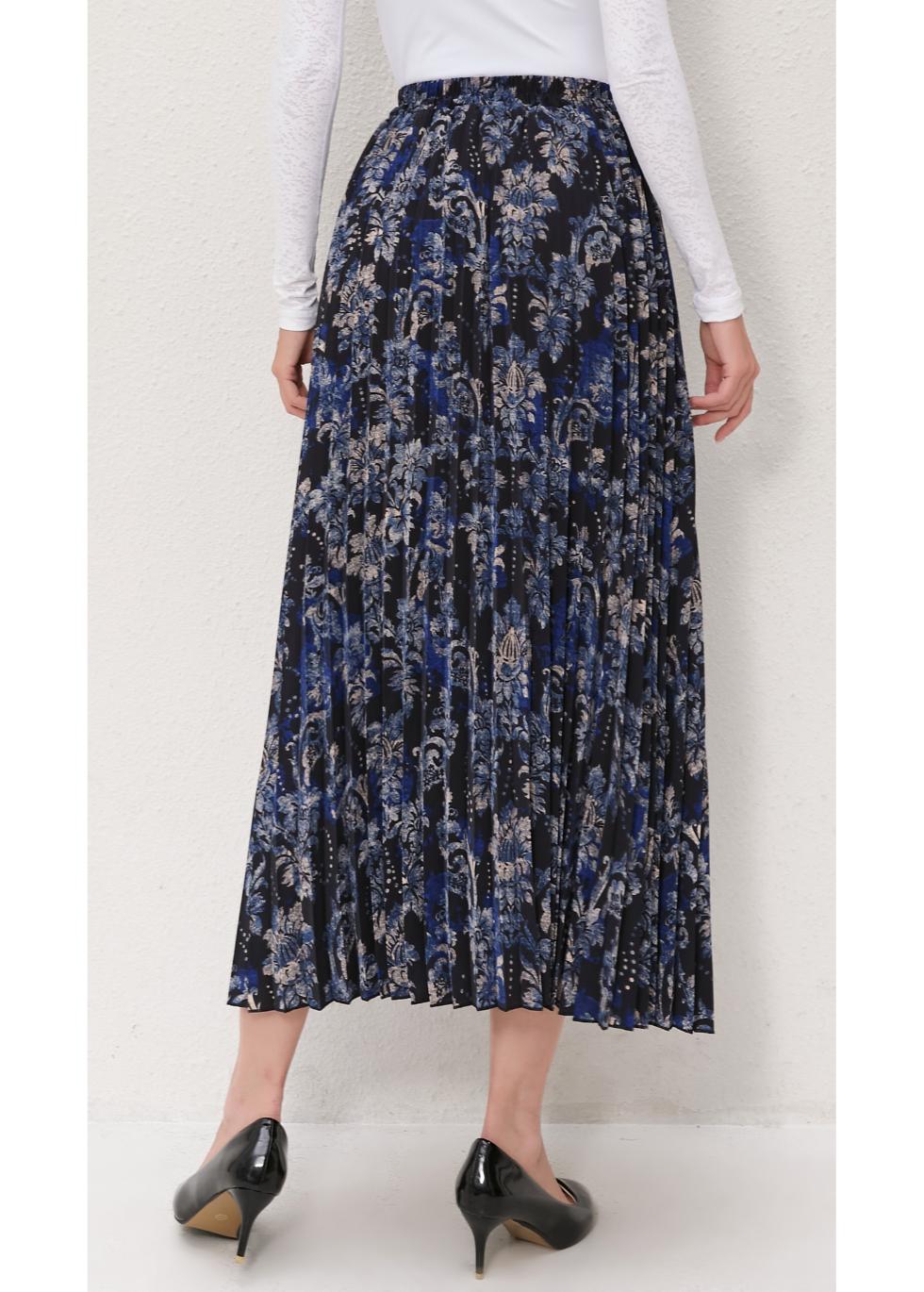 Midnight Bloom Pleated Skirt - MissFinchNYC