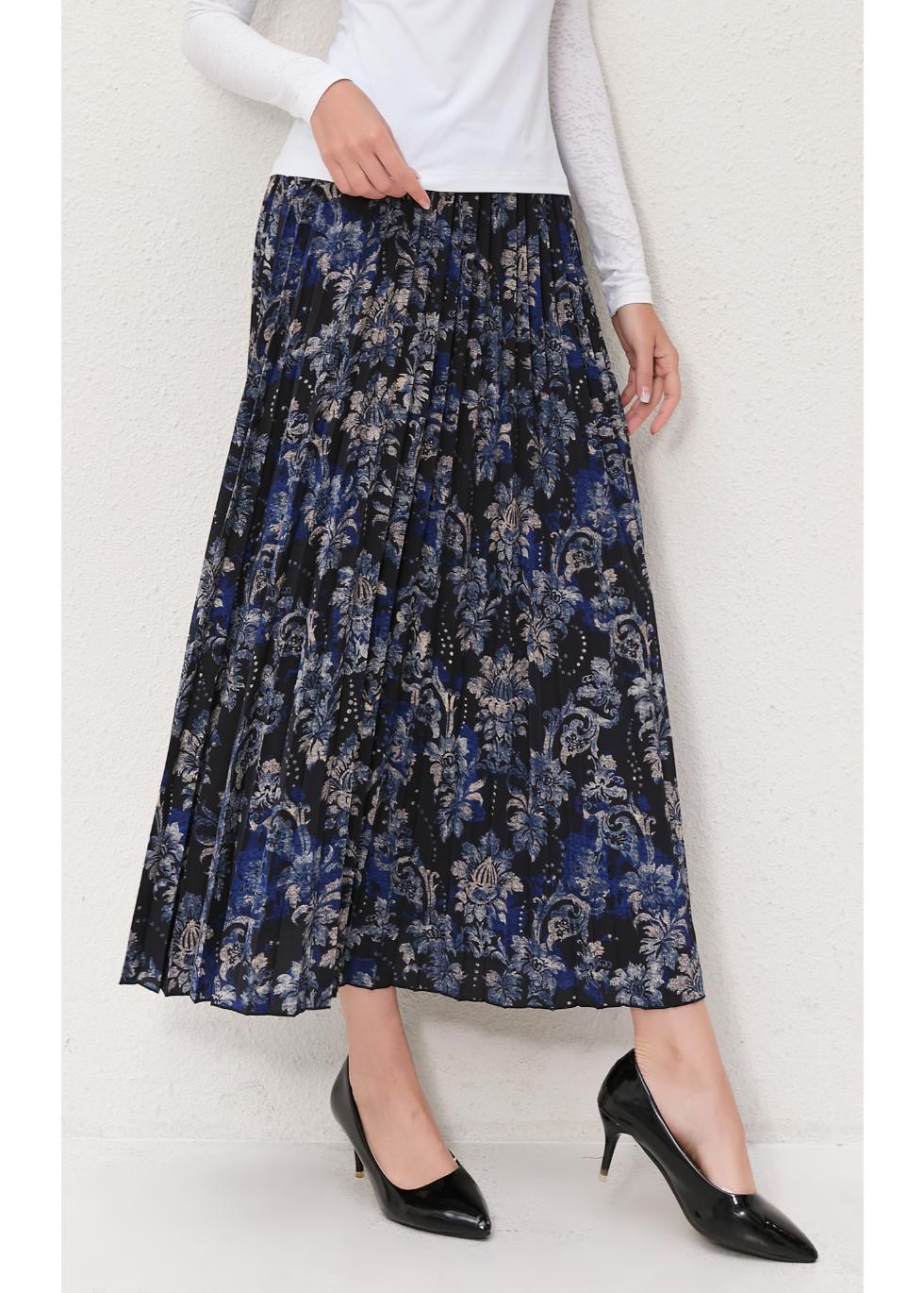 Midnight Bloom Pleated Skirt - MissFinchNYC