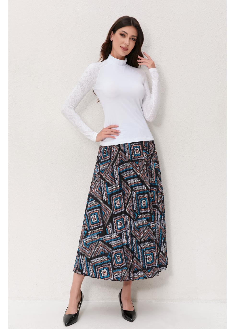 Geo Mosaic A-Line Skirt - MissFinchNYC