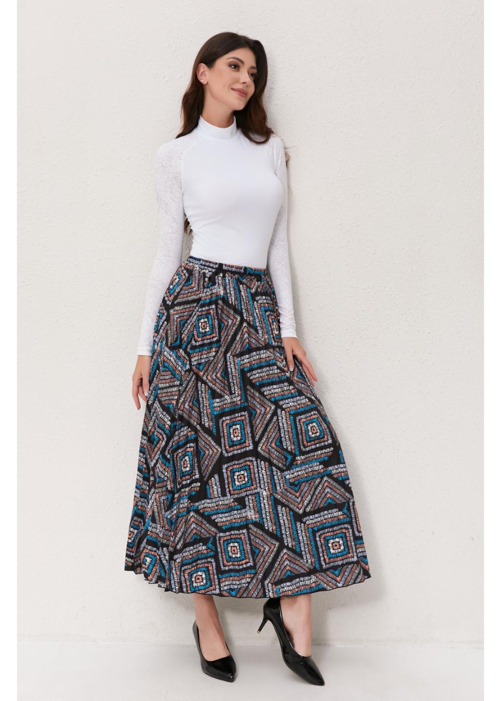 Geo Mosaic A-Line Skirt - MissFinchNYC