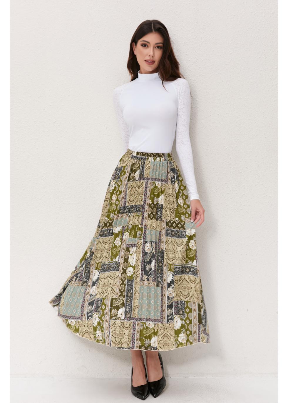 Vintage Patchwork Midi Skirt - MissFinchNYC
