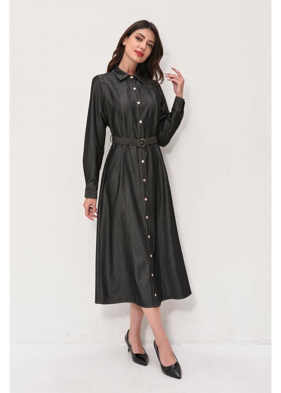 Midnight Denim Midi Dress - MissFinchNYC