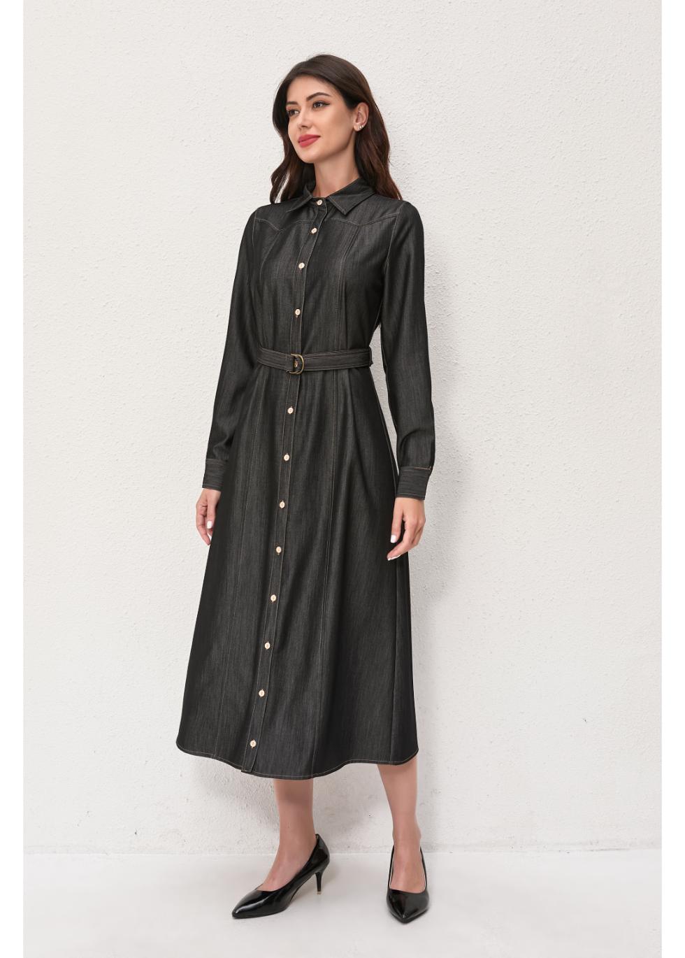 Midnight Denim Midi Dress - MissFinchNYC