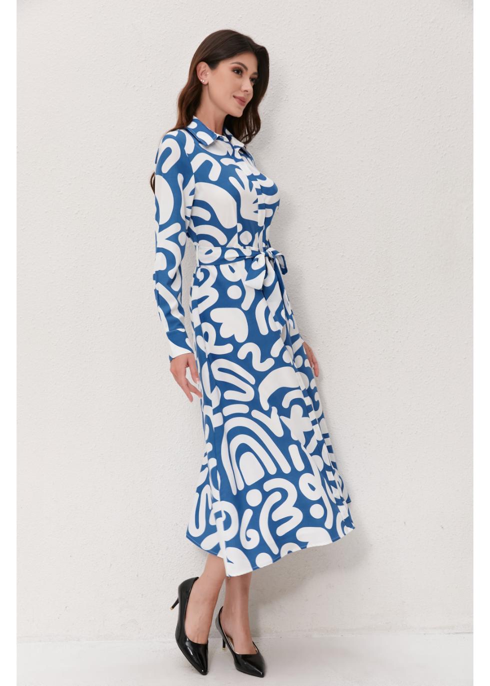 abstract long sleeve dress Abstract Harmony Shirt Dress
