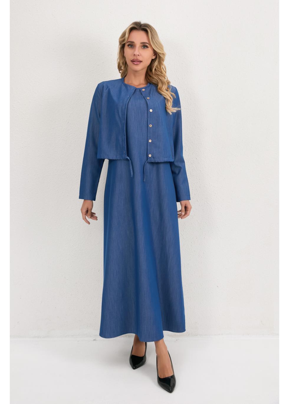 deep blue midi dress SAU LEE Meadow Dress in Navy main image 0