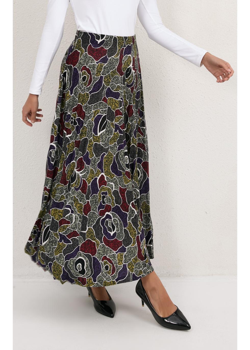 Gray Mystic Petal Midi Skirt by MissFinchNYC with a flowy, layered design, shown laid flat on a white background.