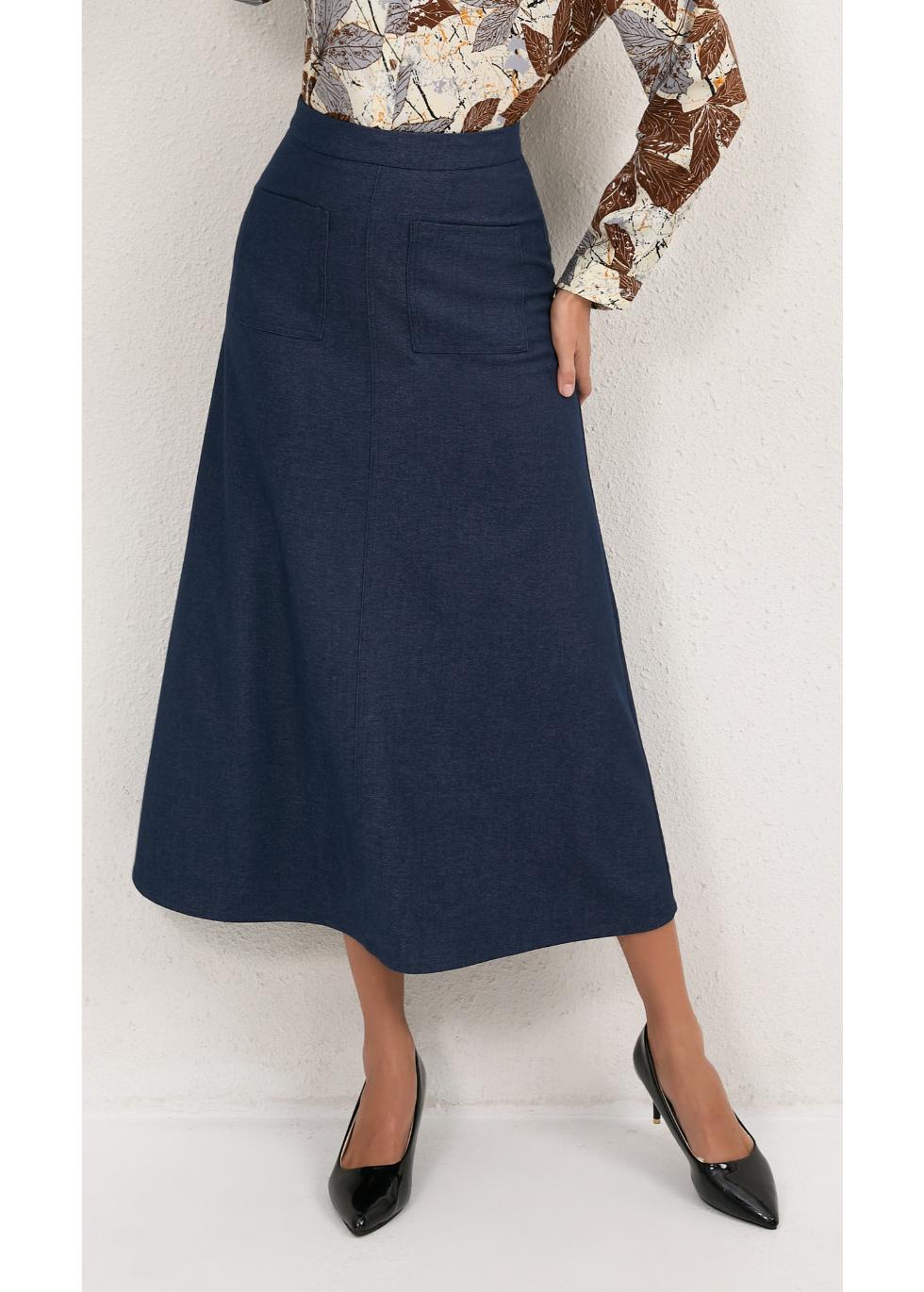 Harbor Blue Pocket Midi Skirt - MissFinchNYC