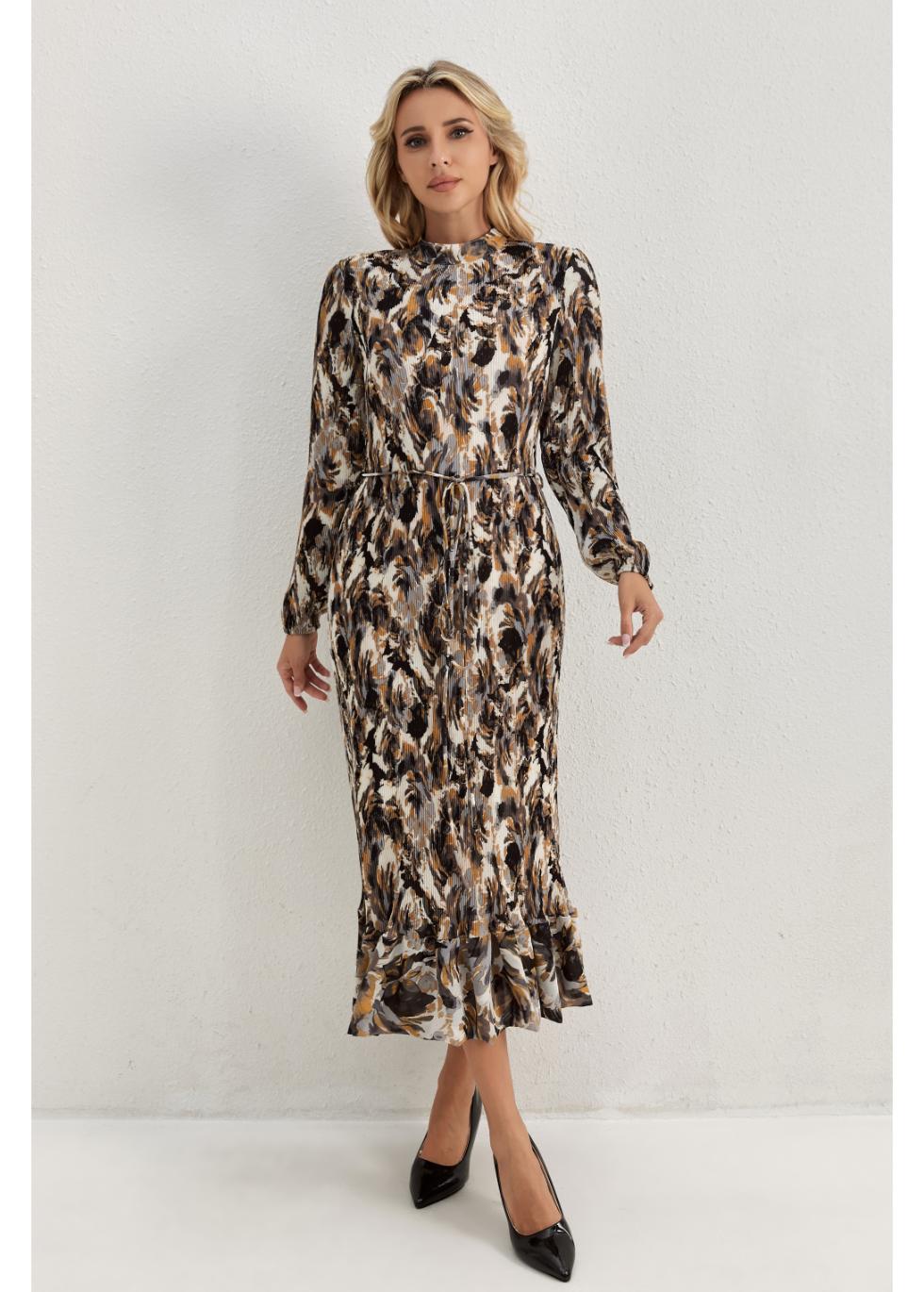Golden Feather Midi Dress - MissFinchNYC