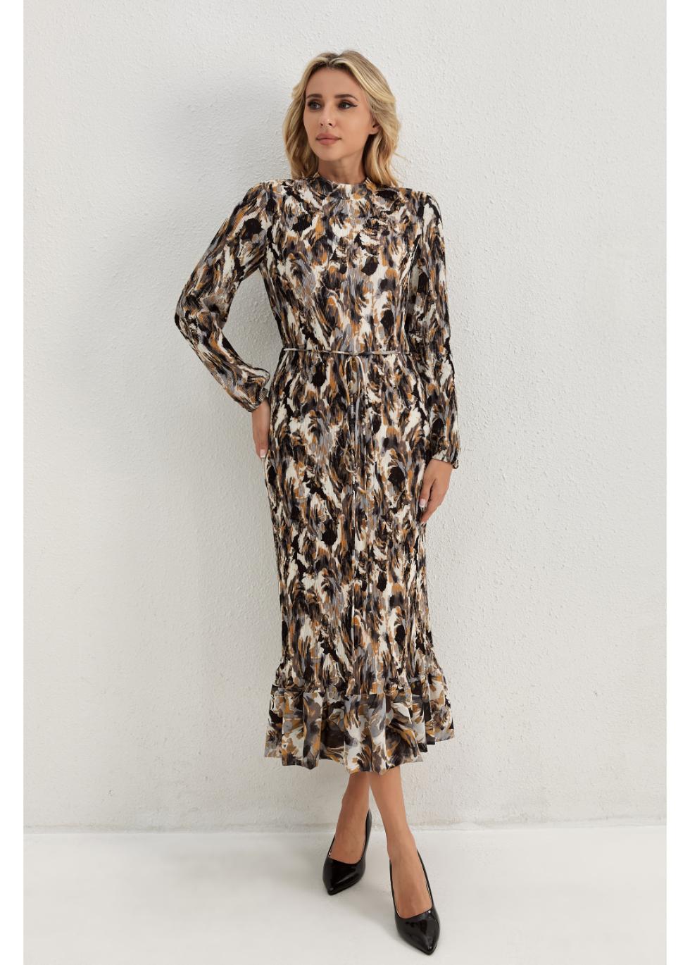 Golden Feather Midi Dress - MissFinchNYC