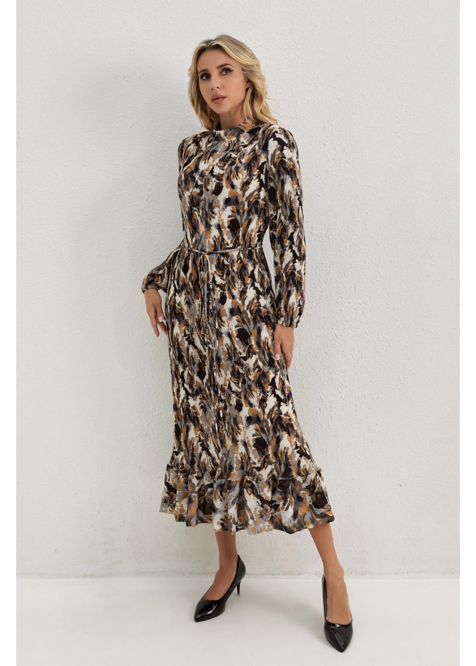 Golden Feather Midi Dress - MissFinchNYC