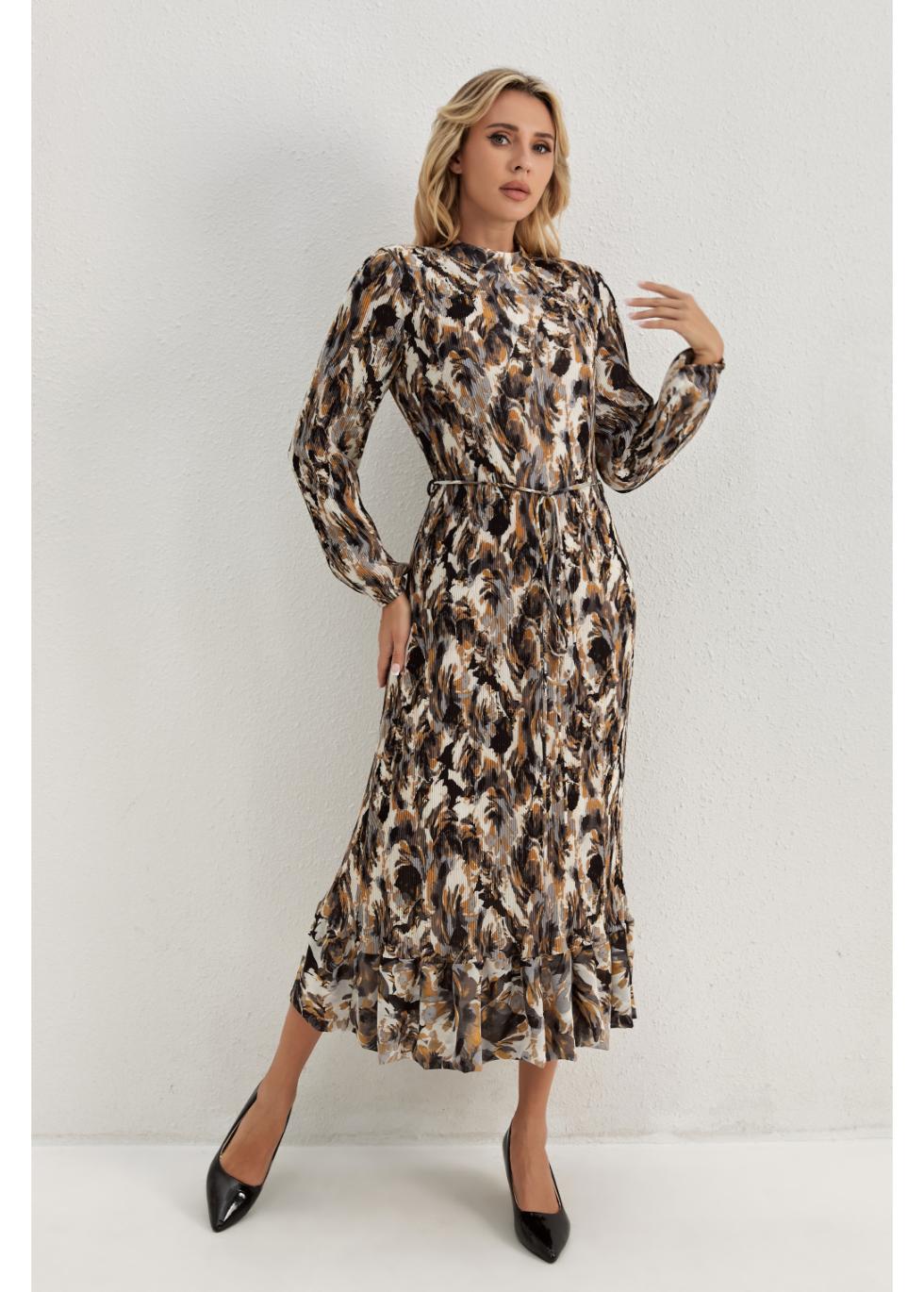 Golden Feather Midi Dress - MissFinchNYC