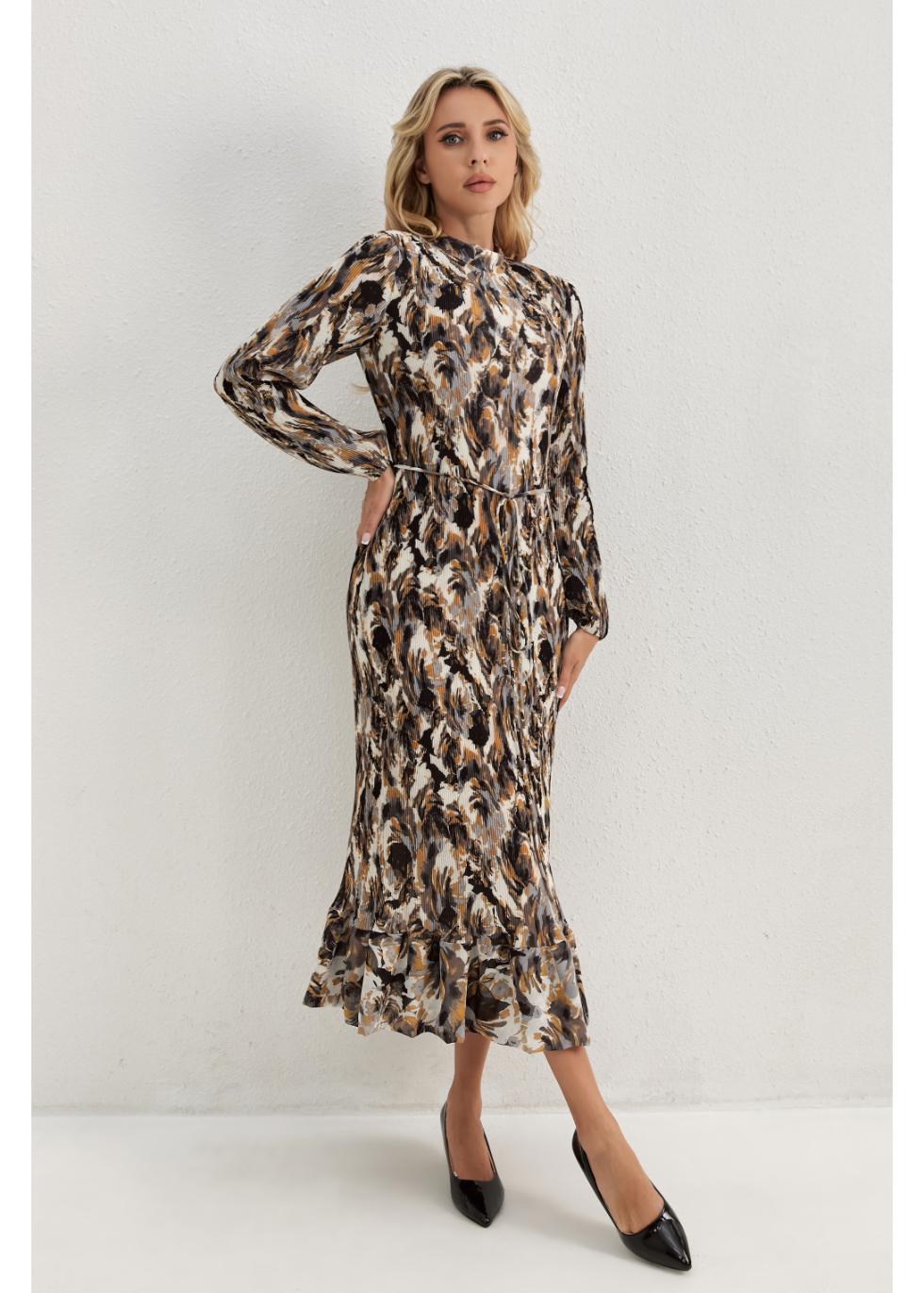 Golden Feather Midi Dress - MissFinchNYC
