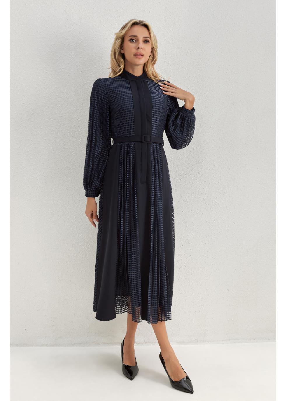 Deep Navy Bloom Midi Dress - MissFinchNYC