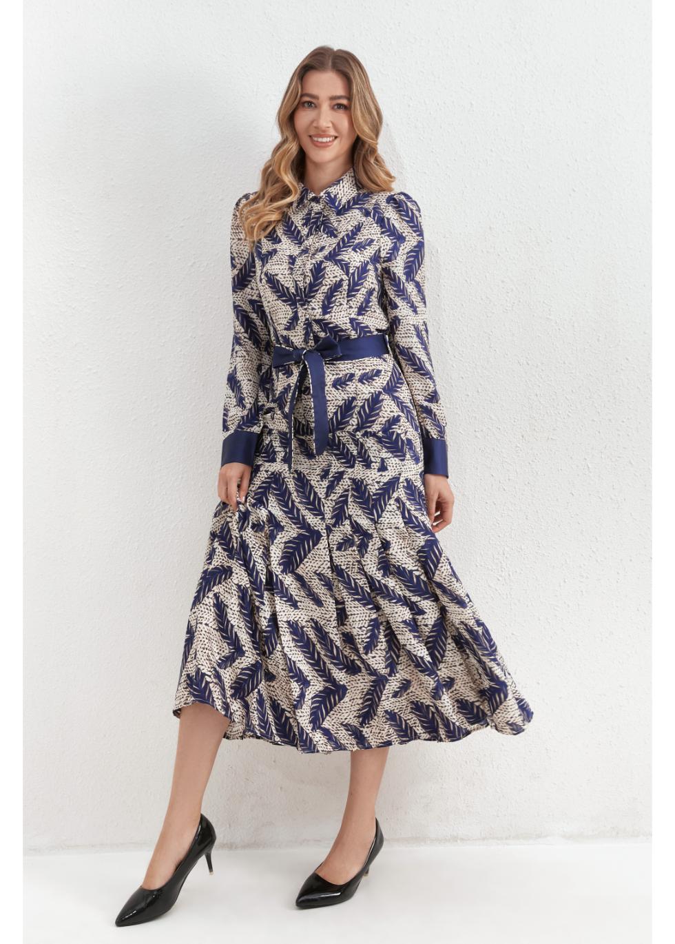 Indigo Fern Shirt Dress - MissFinchNYC
