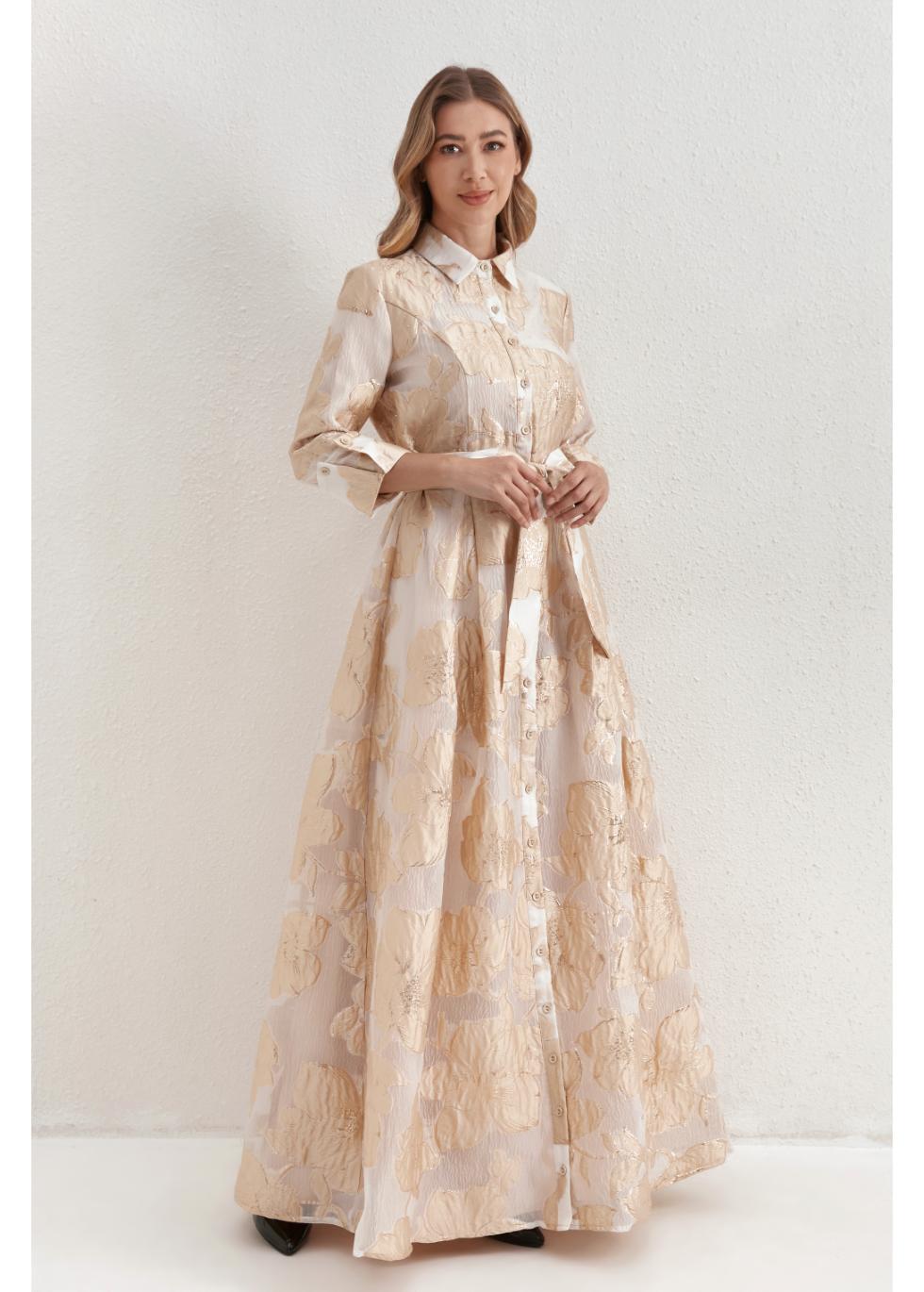 Champaign Petals Maxi Dress S