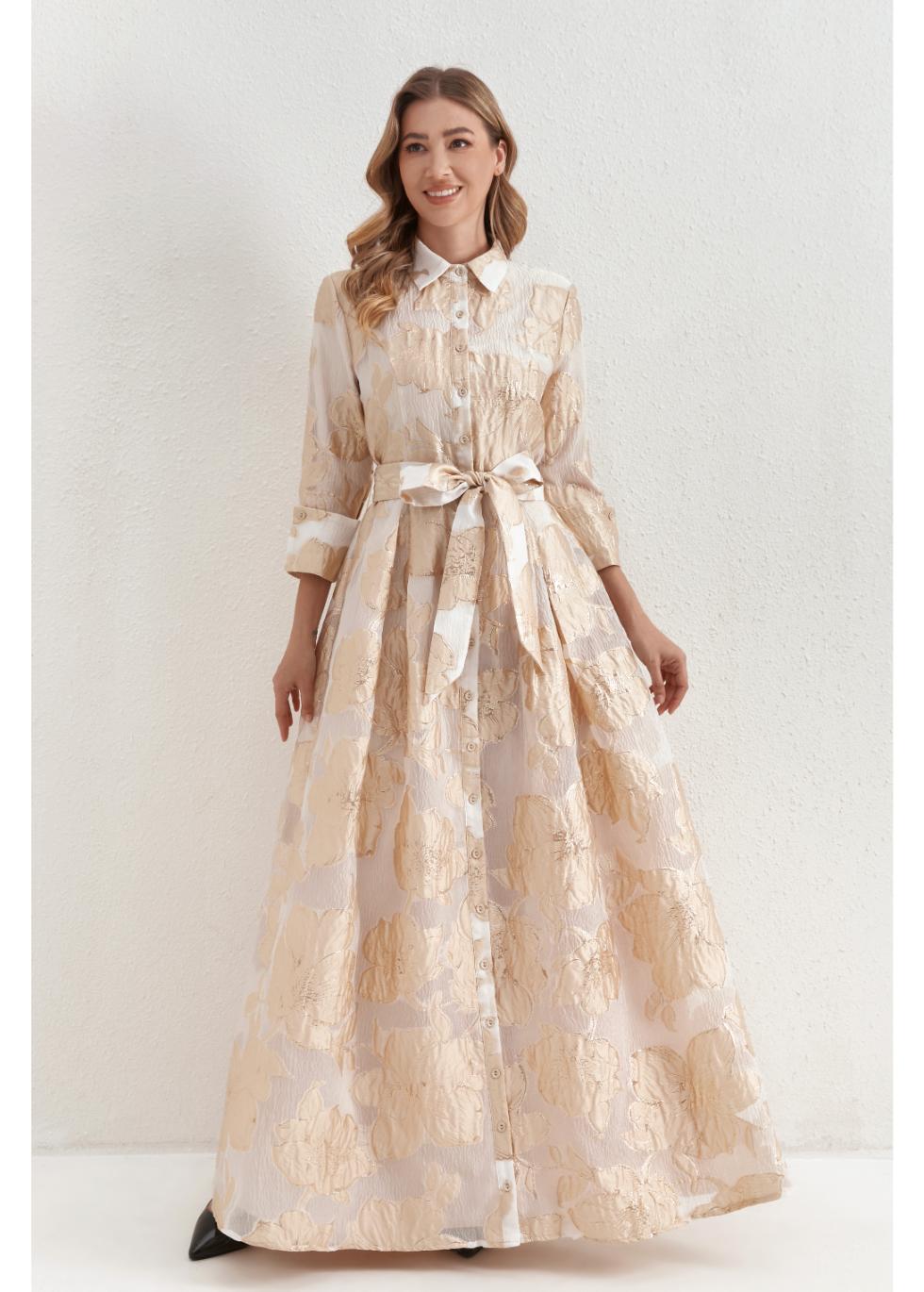 Champaign Petals Maxi Dress - MissFinchNYC