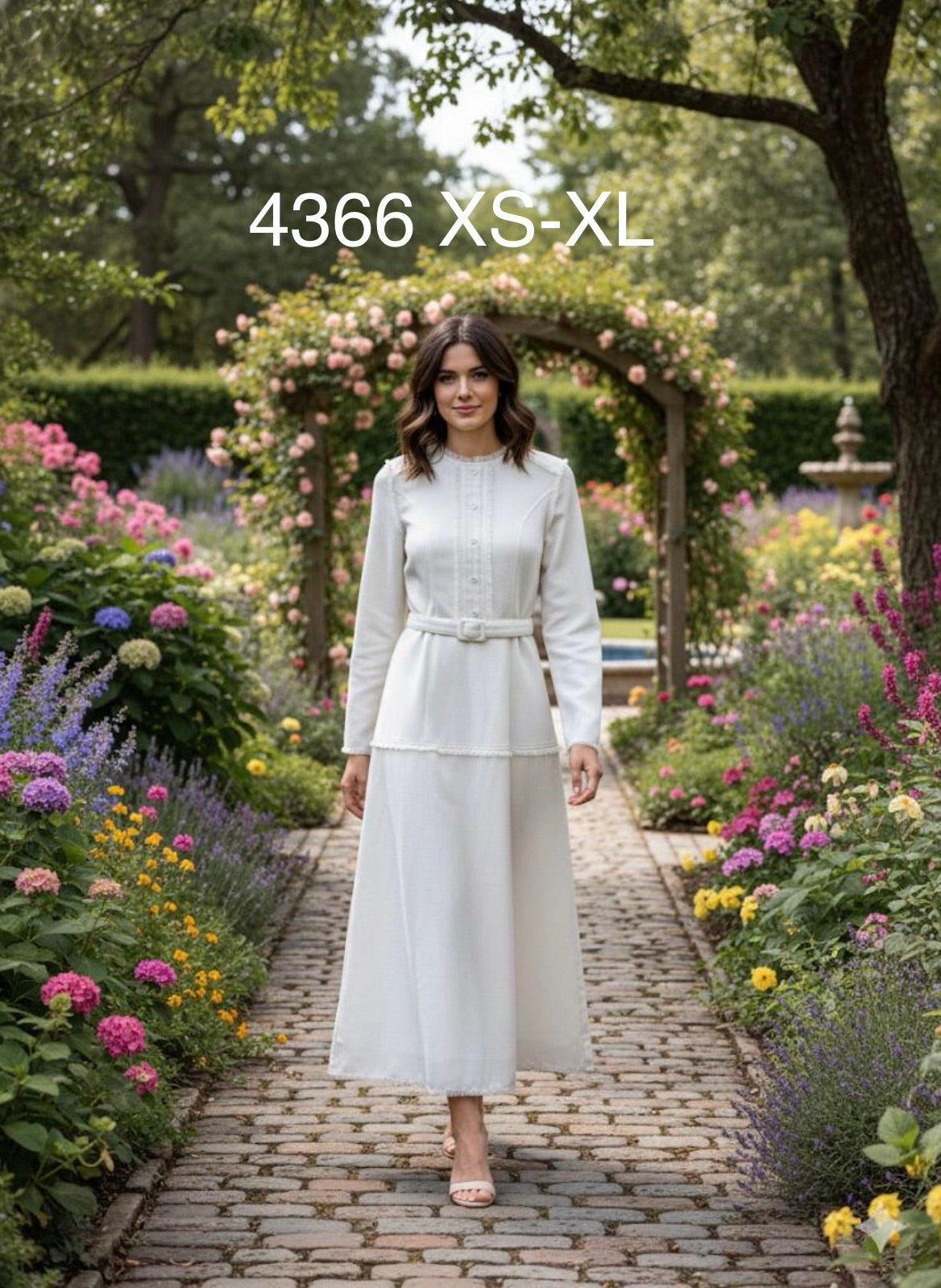 Ivory Grace Belted Midi Dress - MissFinchNYC