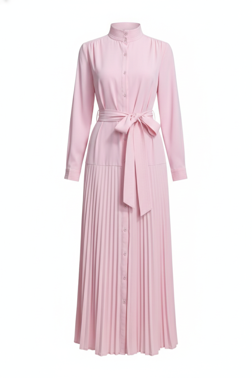 Blush Pleated Grace Midi Dress - MissFinchNYC