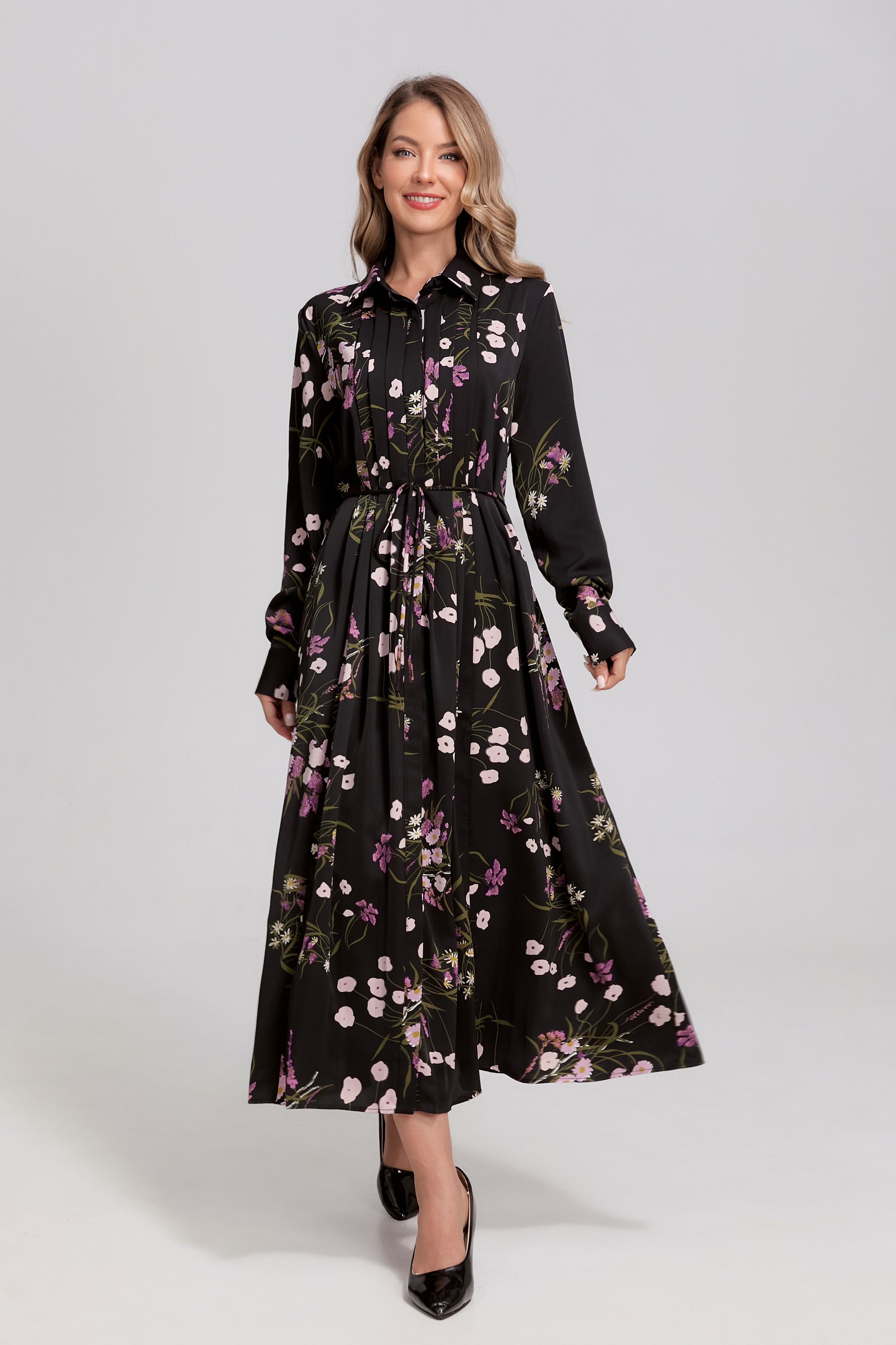 Midnight Wildflower Midi Dress