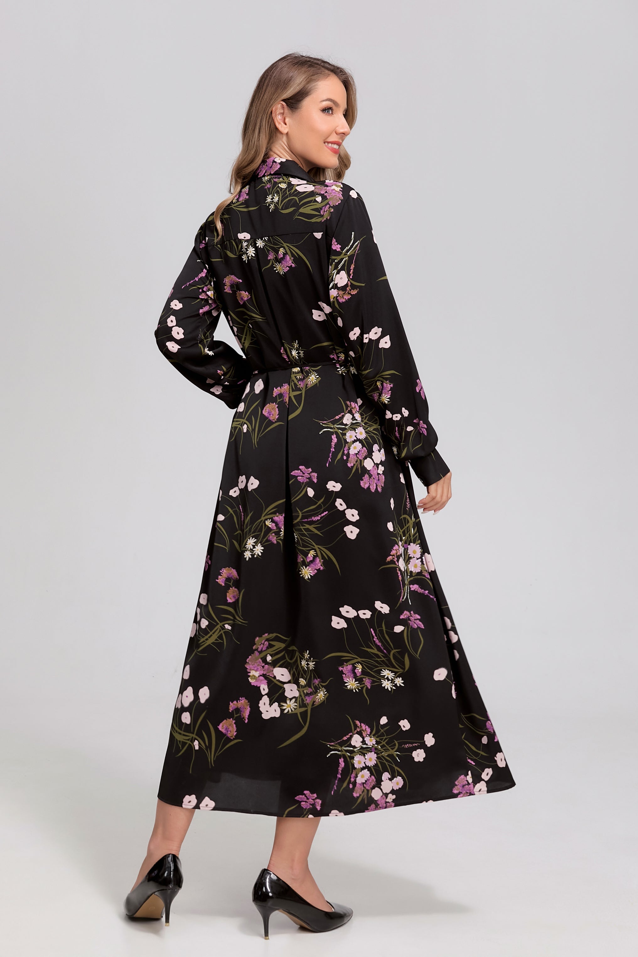 Midnight Wildflower Midi Dress