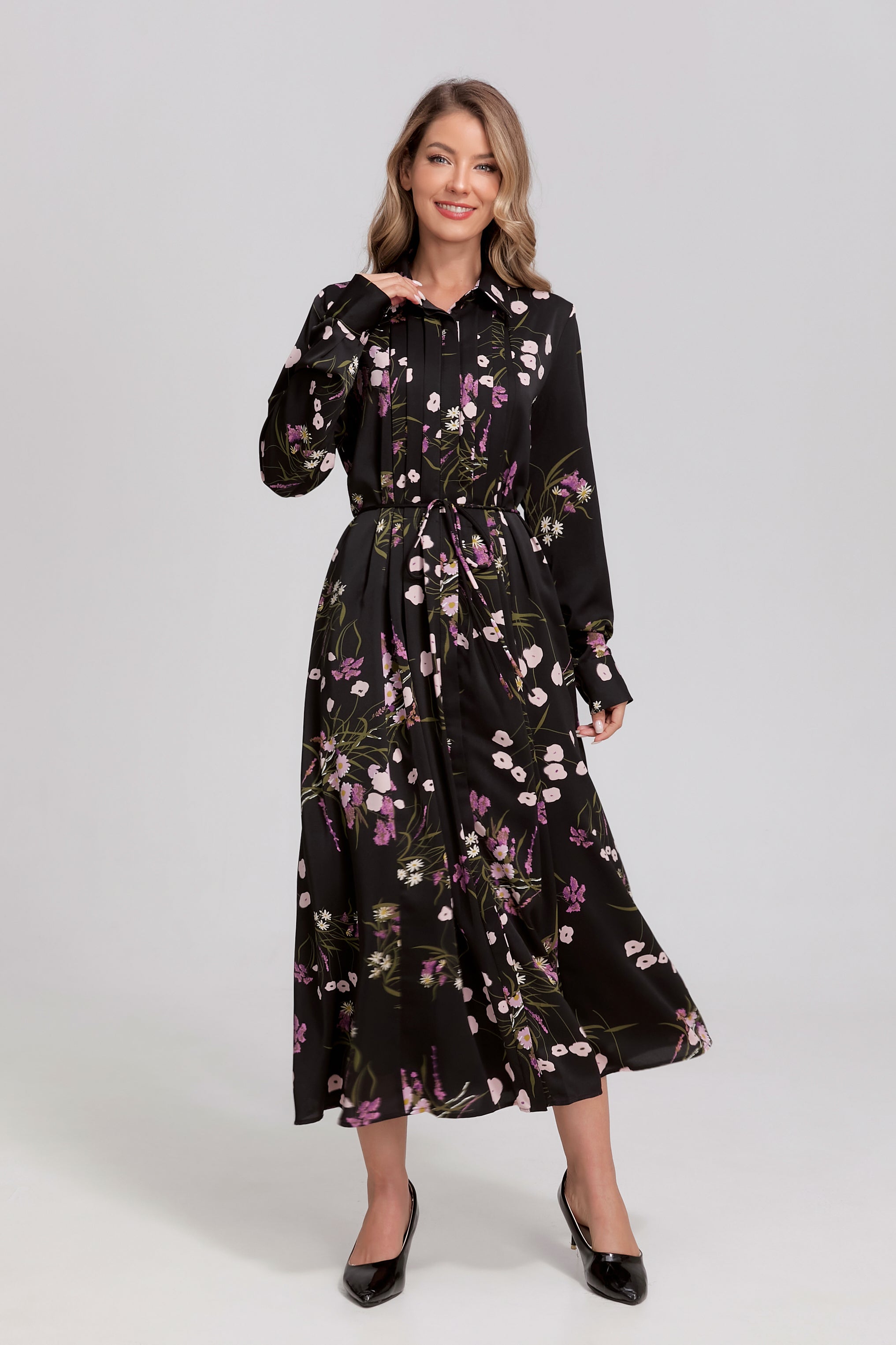 Midnight Wildflower Midi Dress