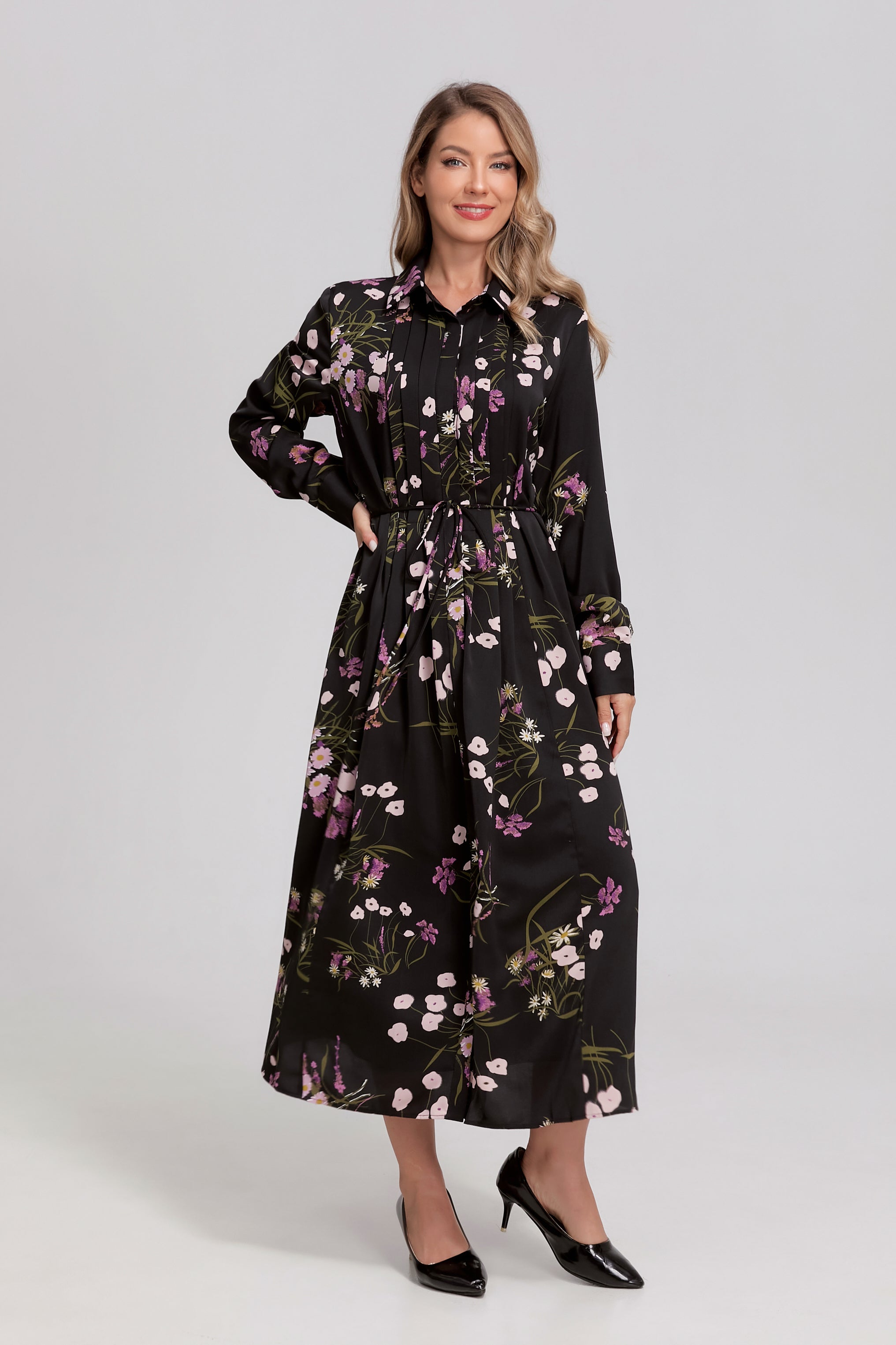 Midnight Wildflower Midi Dress