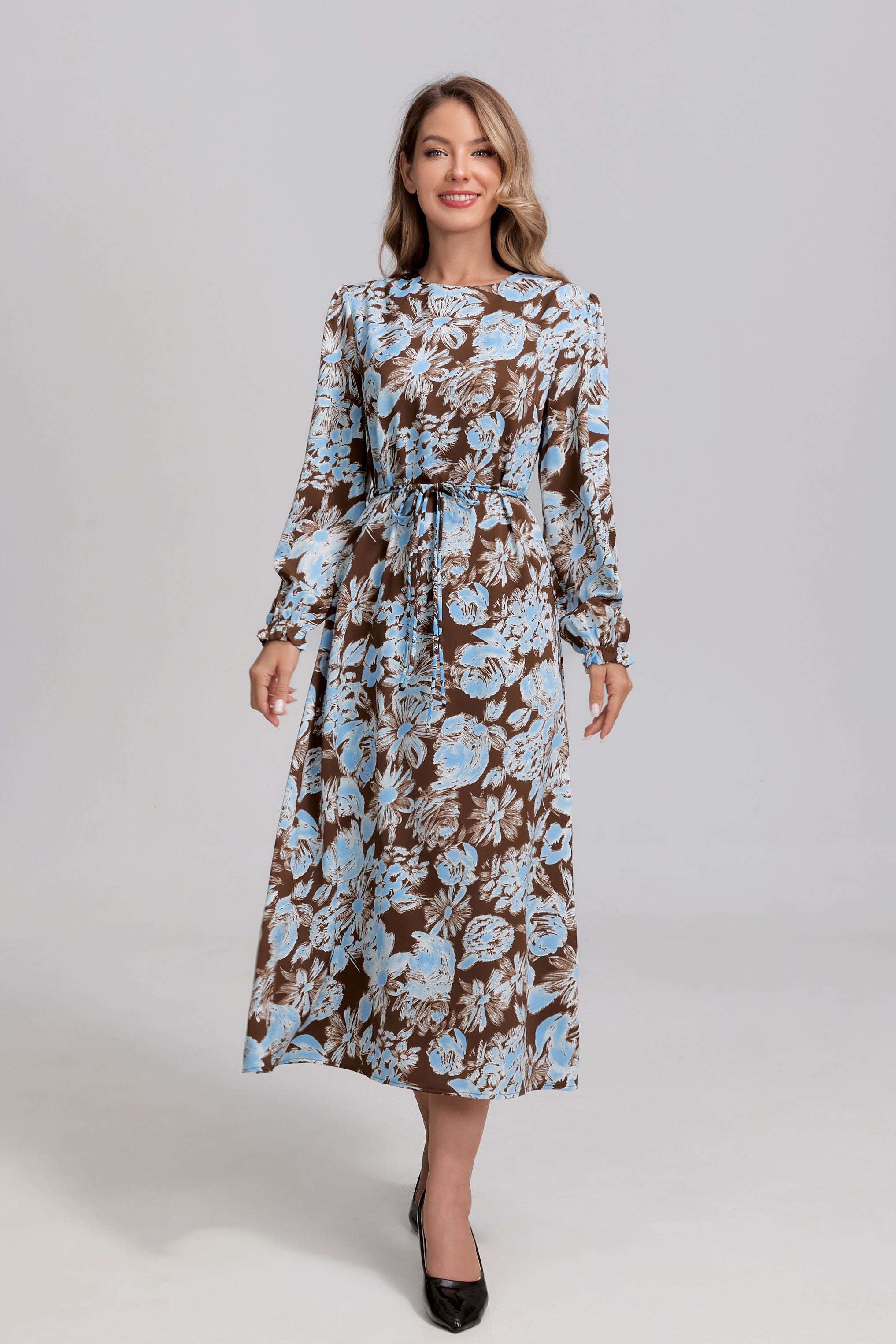 Mocha Bluebell Midi Dress
