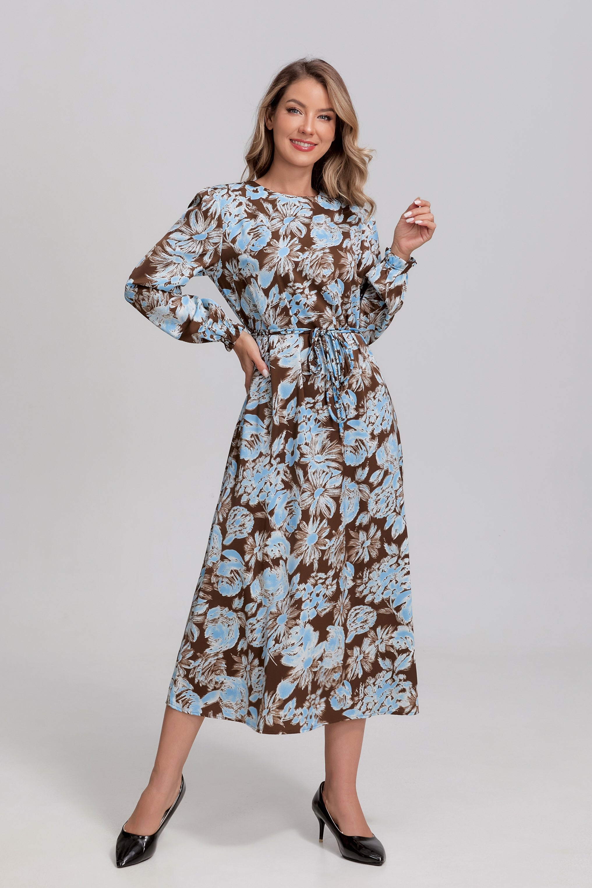 Mocha Bluebell Midi Dress