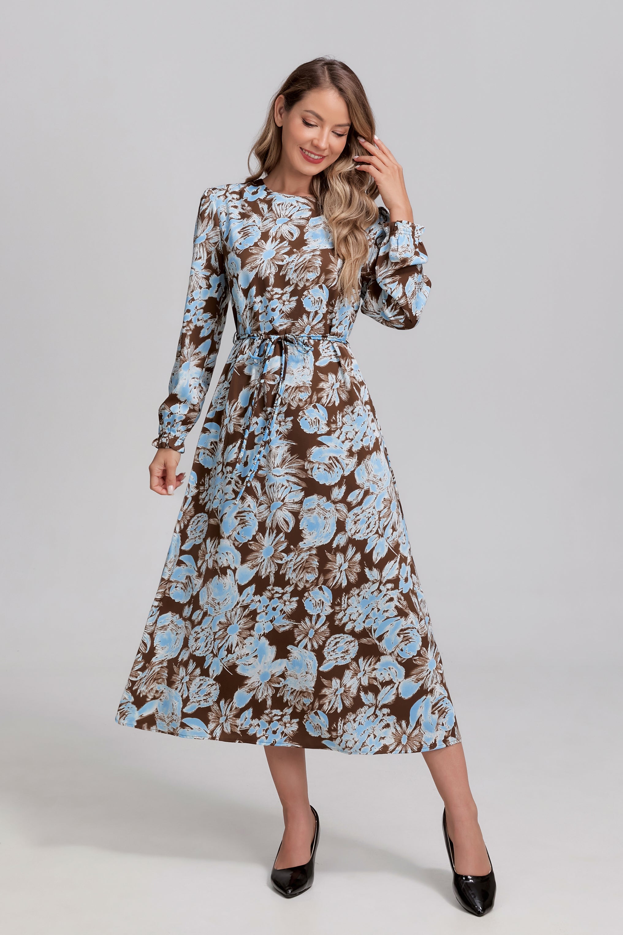 Mocha Bluebell Midi Dress