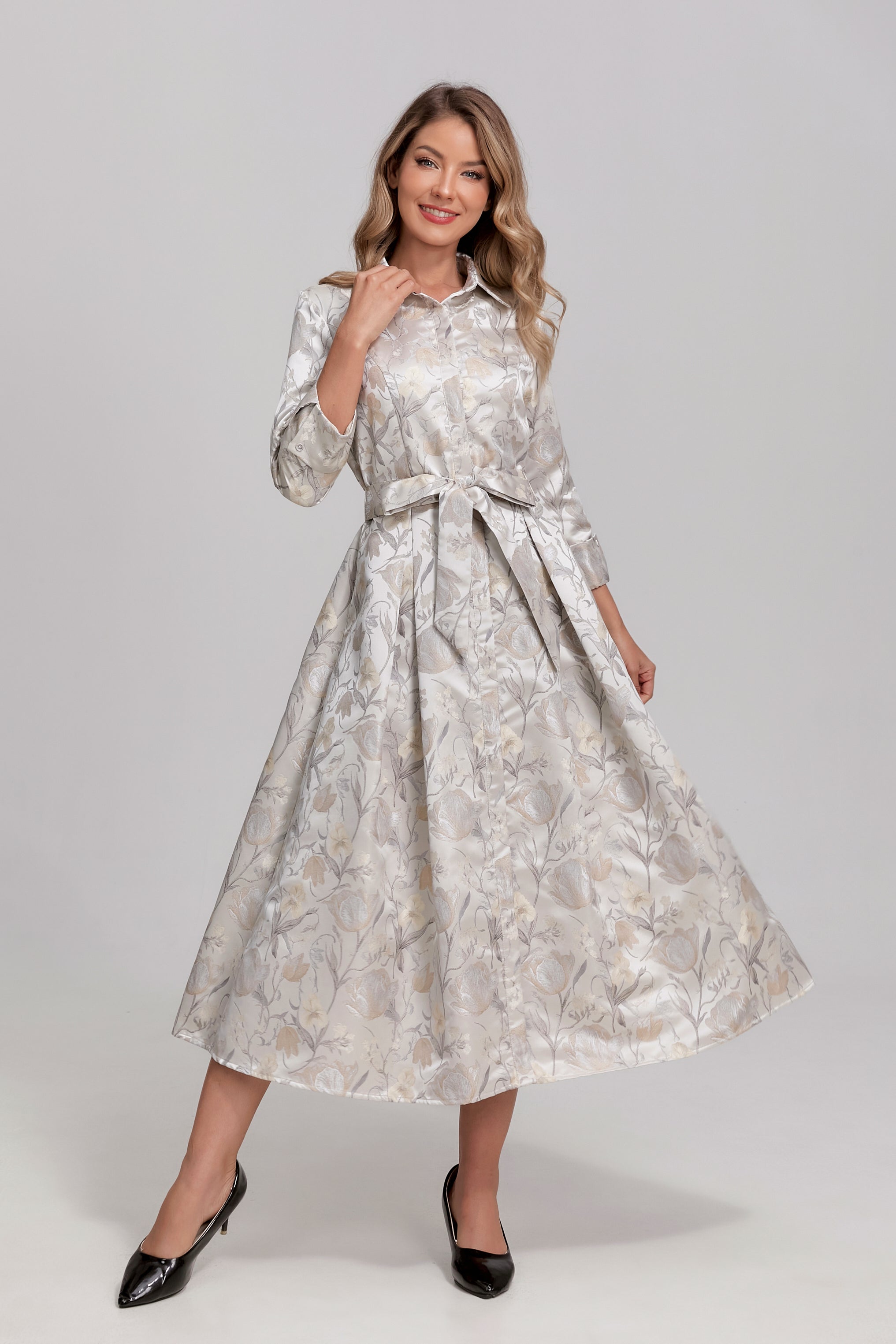 Silverleaf Bloom Midi Dress