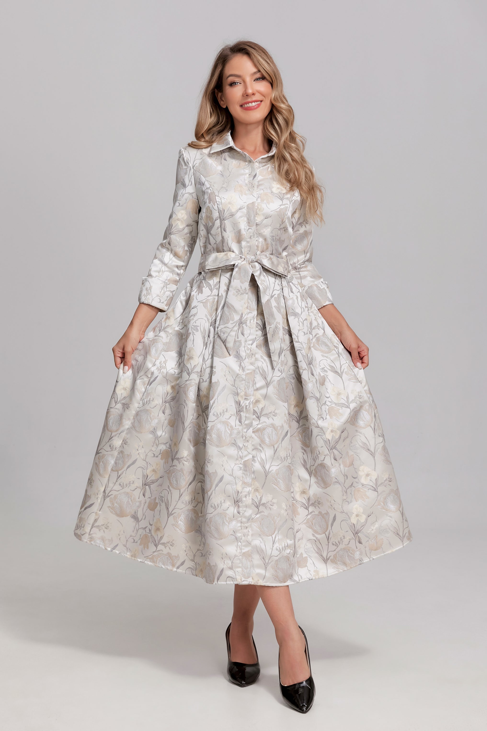 Silverleaf Bloom Midi Dress