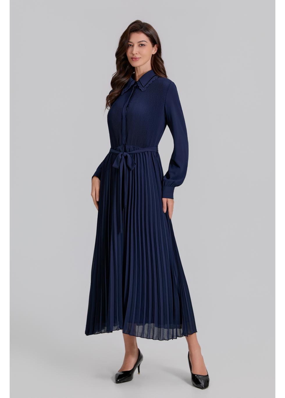Royal Grace Pleated Midi Dress - MissFinchNYC