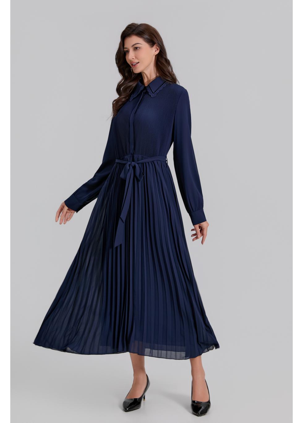 Royal Grace Pleated Midi Dress - MissFinchNYC