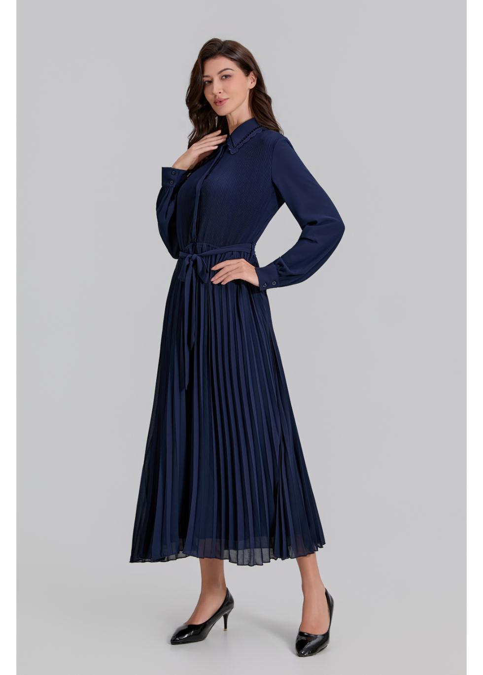 Royal Grace Pleated Midi Dress - MissFinchNYC
