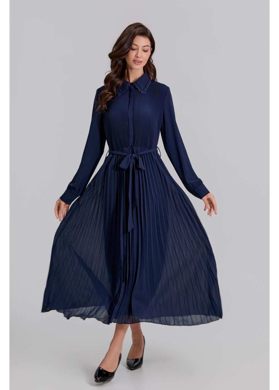 Royal Grace Pleated Midi Dress - MissFinchNYC