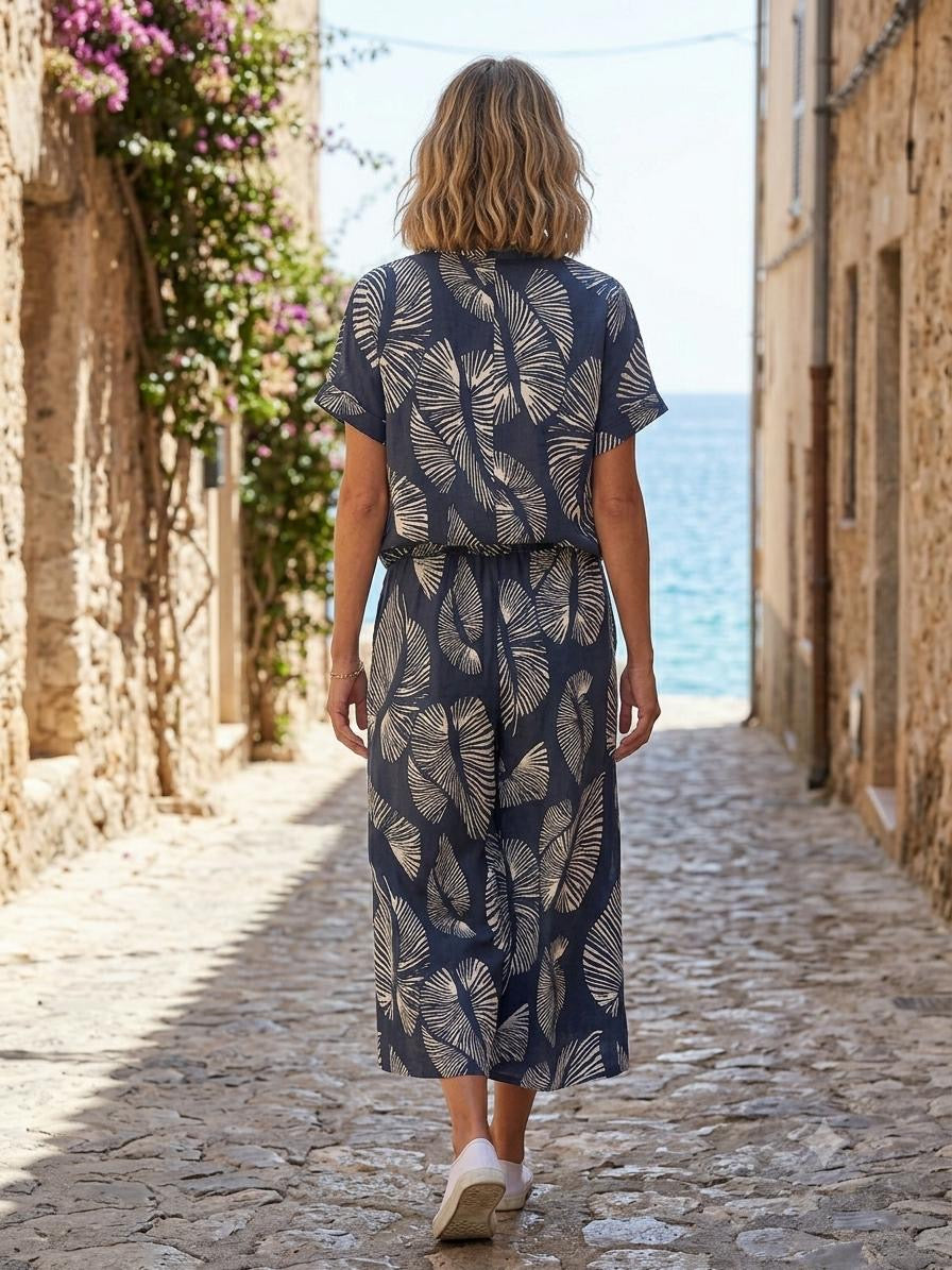 Italian Lino 2-Piece Palm Print Skirt Set