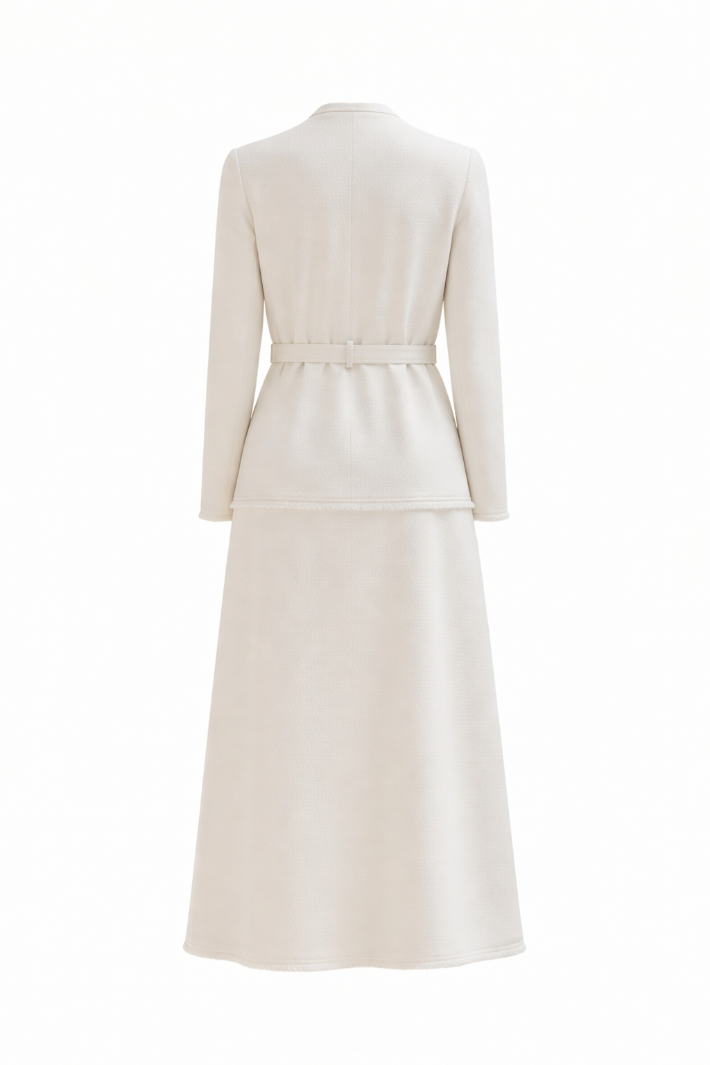 Ivory Grace Belted Midi Dress - MissFinchNYC