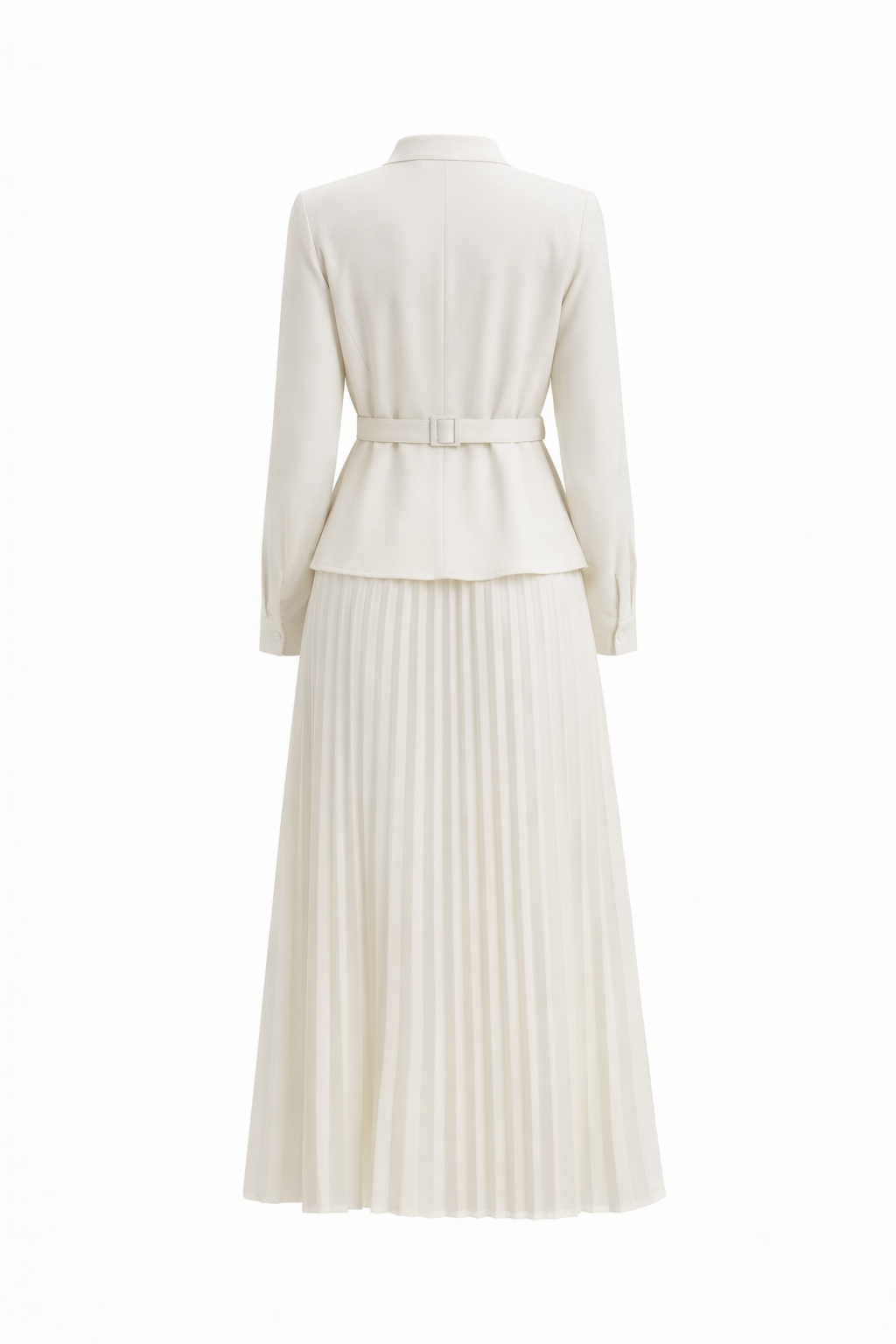 Ivory Paris Pleated Midi Dress - MissFinchNYC