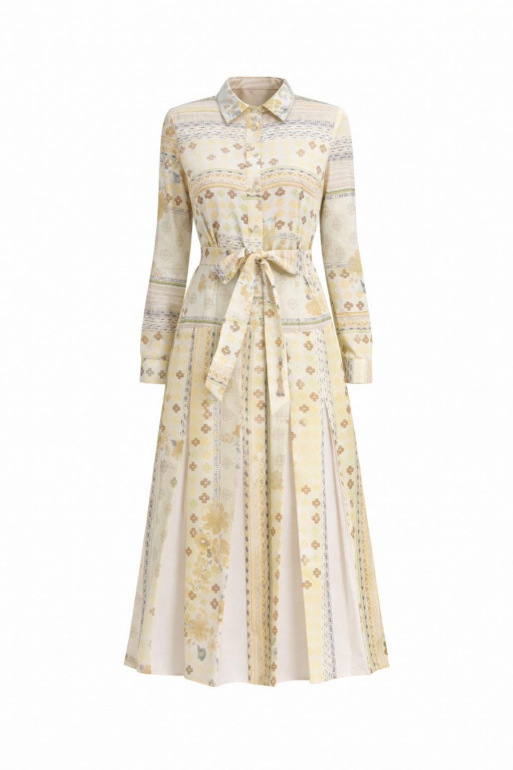 Golden Meadow Pleated Midi Dress - MissFinchNYC