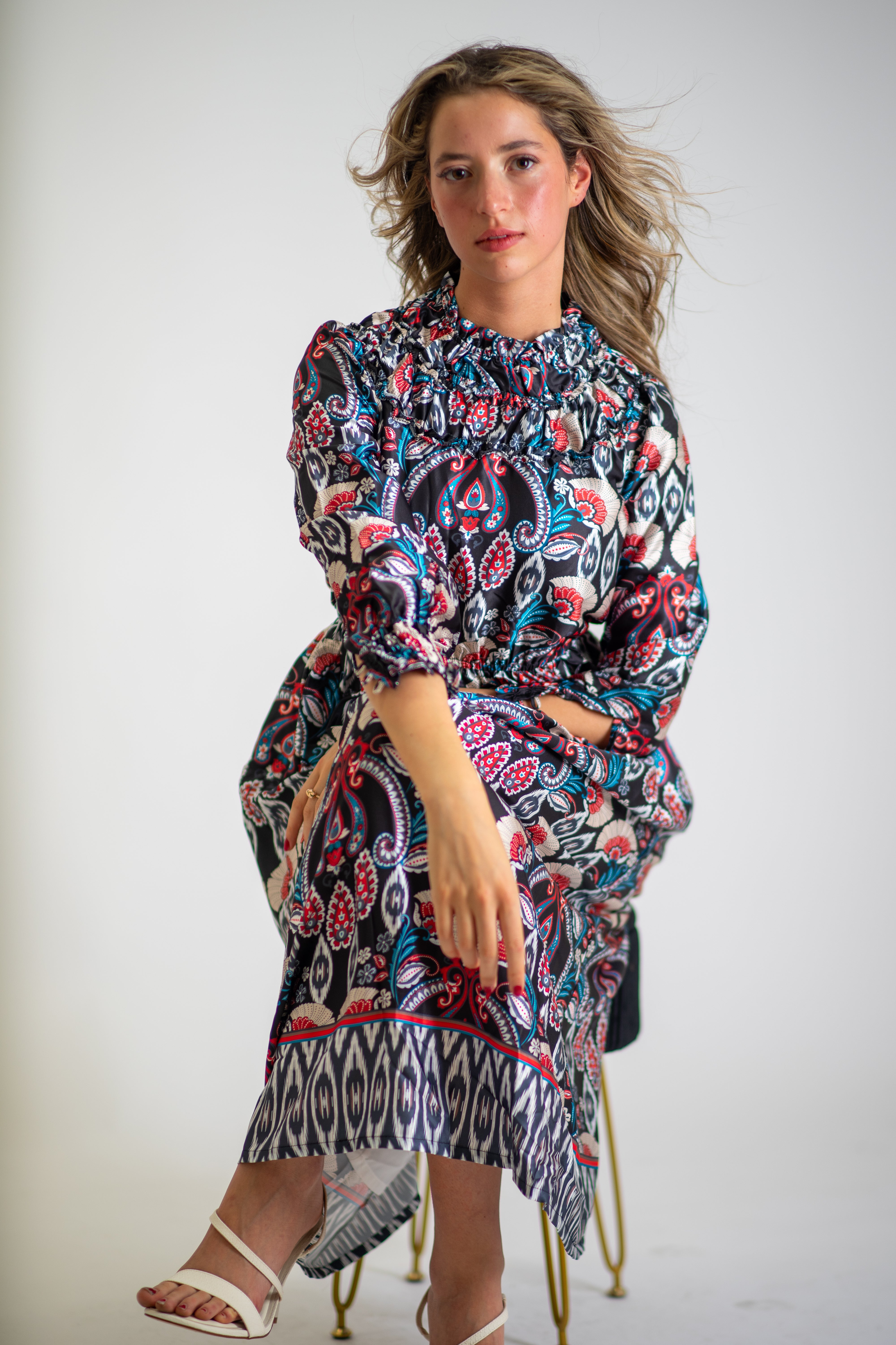 Regal Paisley Print Midi Dress - MissFinchNYC