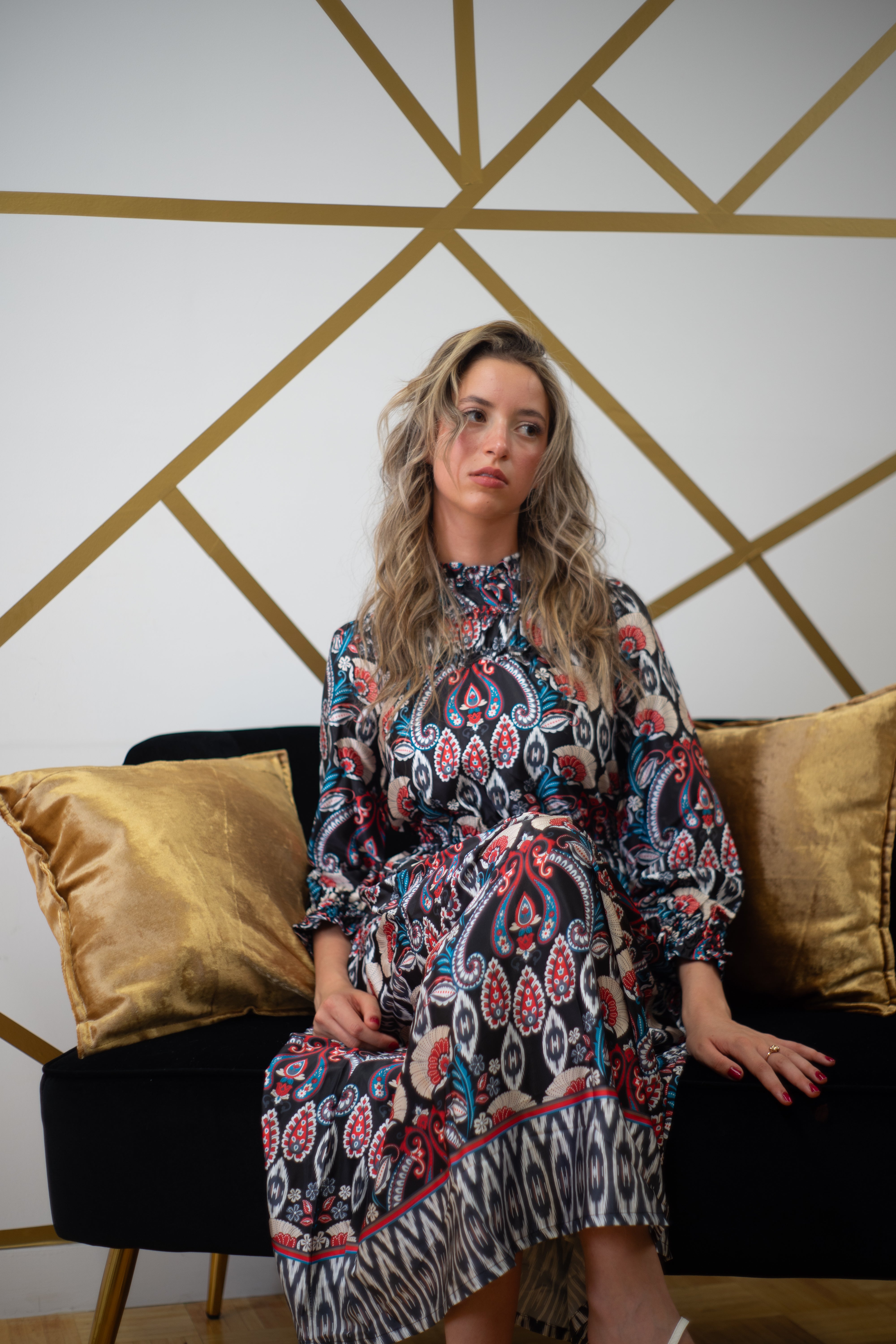 Regal Paisley Print Midi Dress - MissFinchNYC