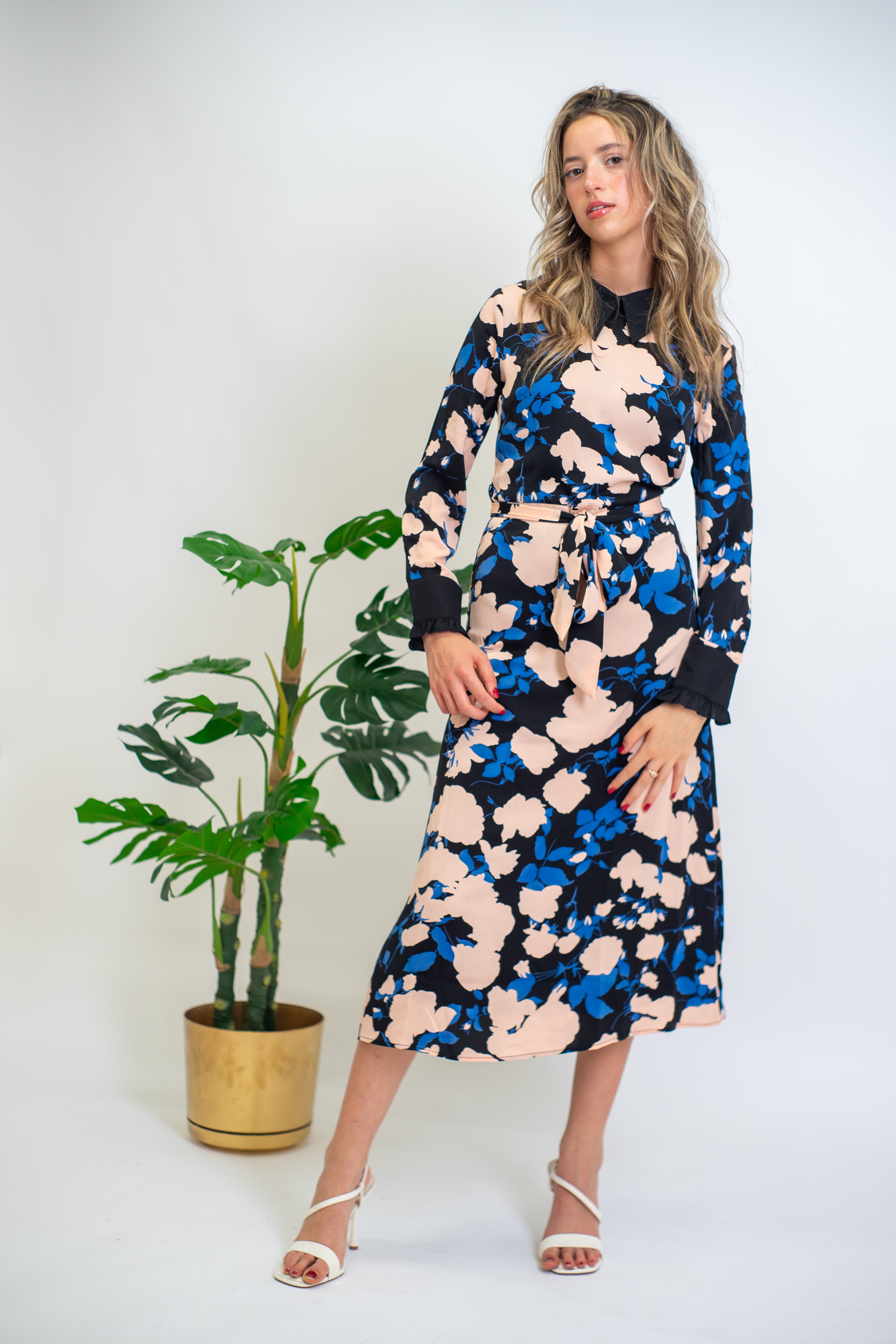 Sapphire Bloom Midi Dress - MissFinchNYC