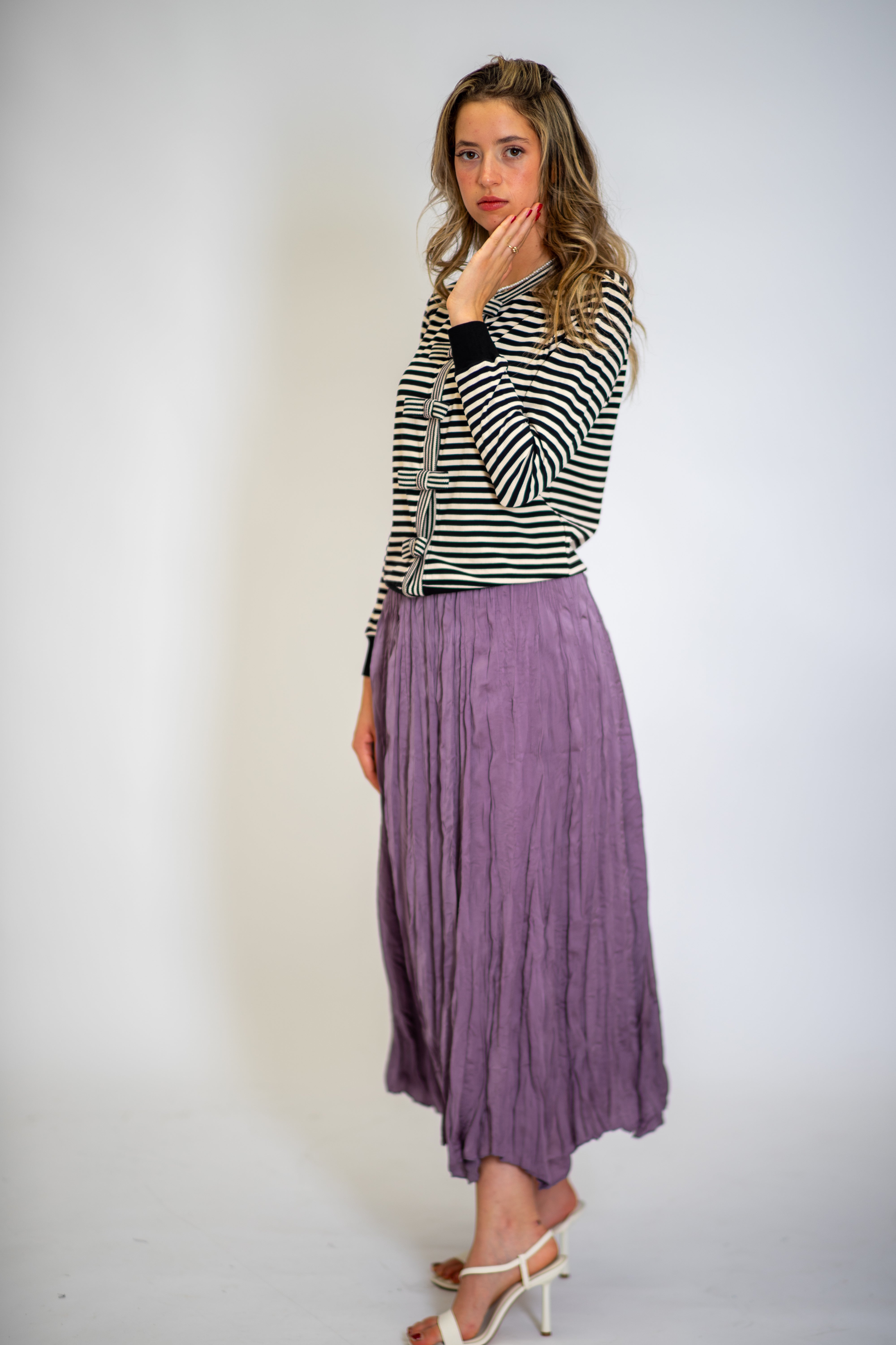 Ribbon-Tie Striped Cardigan - MissFinchNYC